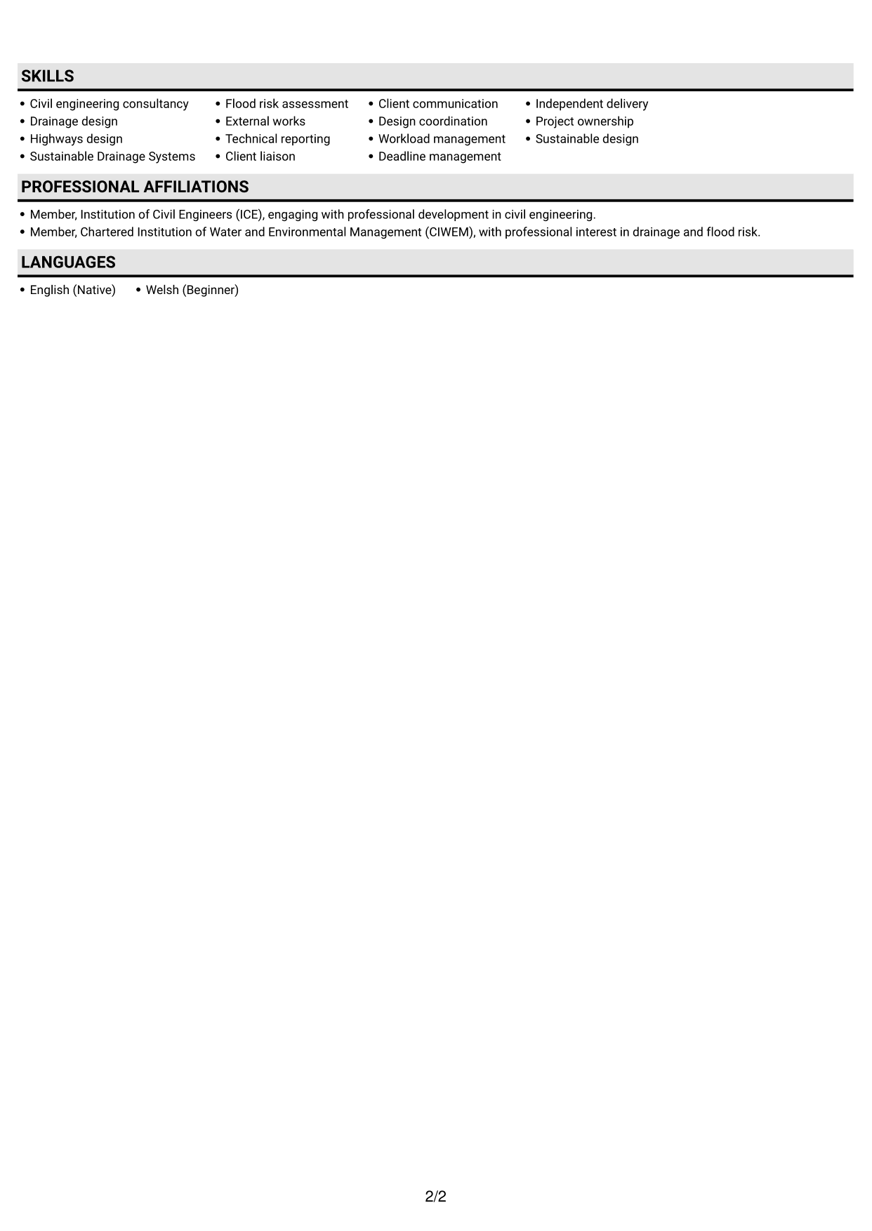 CV example — page 2