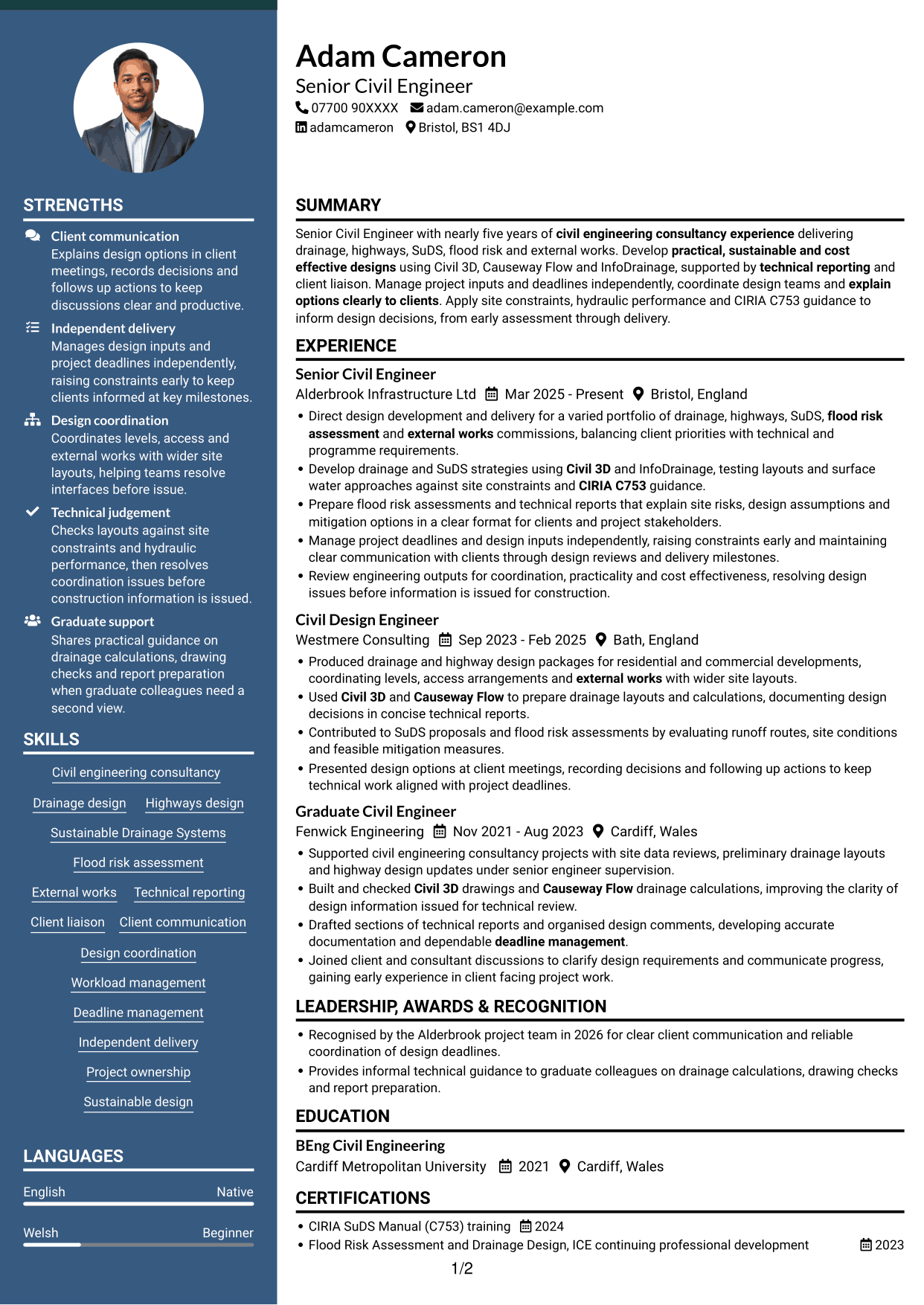 CV example — page 1