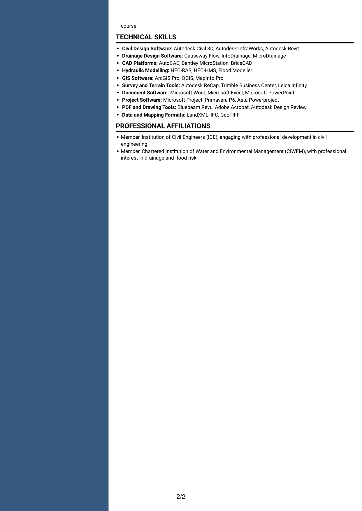CV example — page 2