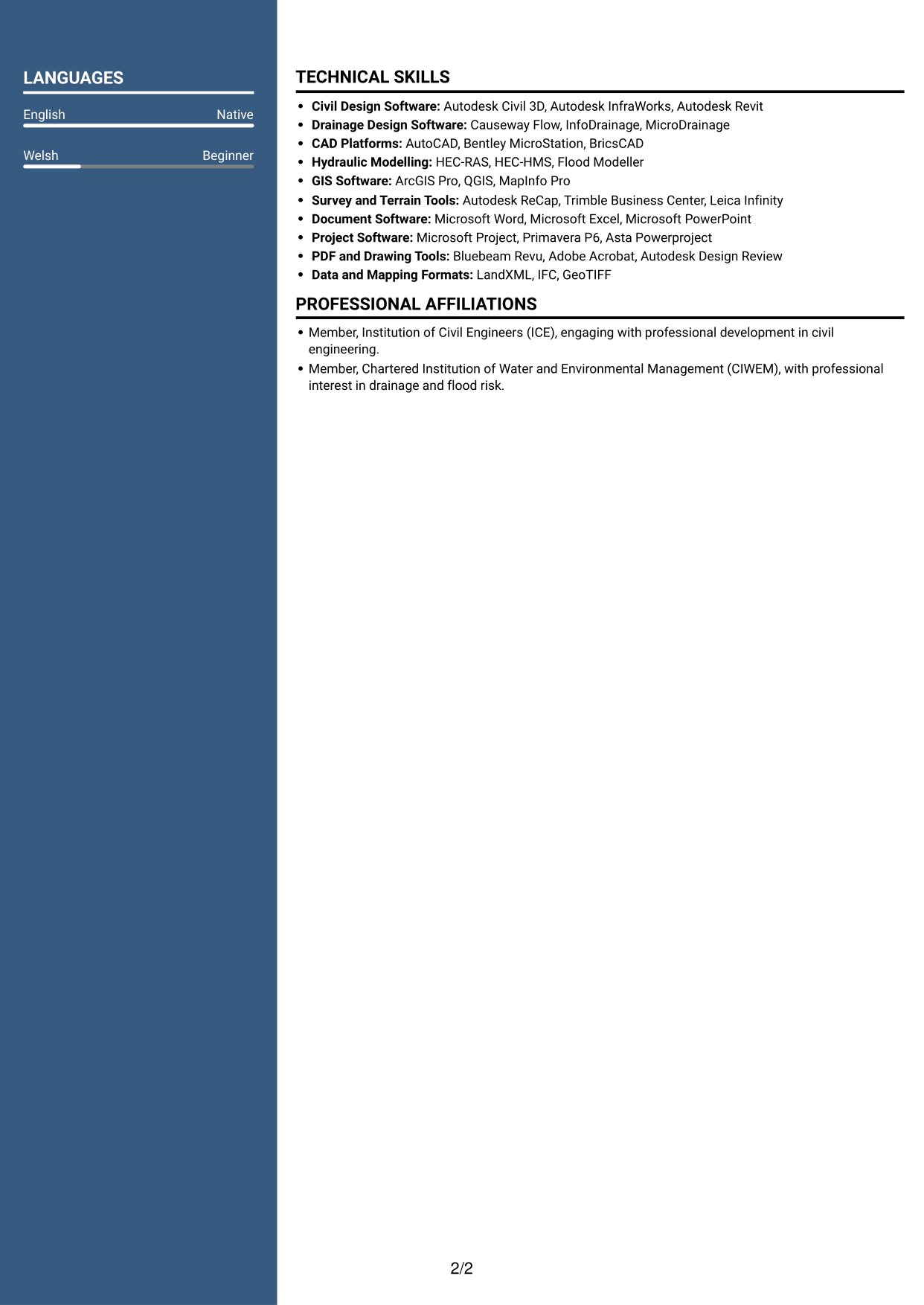 CV example — page 2