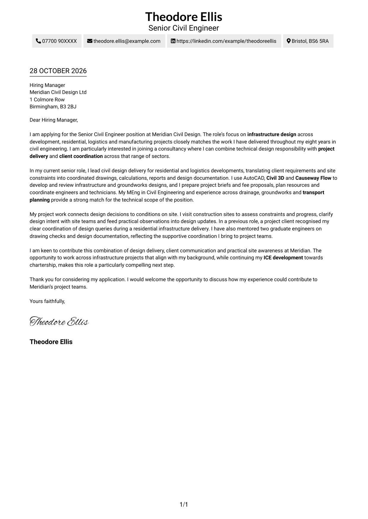 Cover letter example — page 1