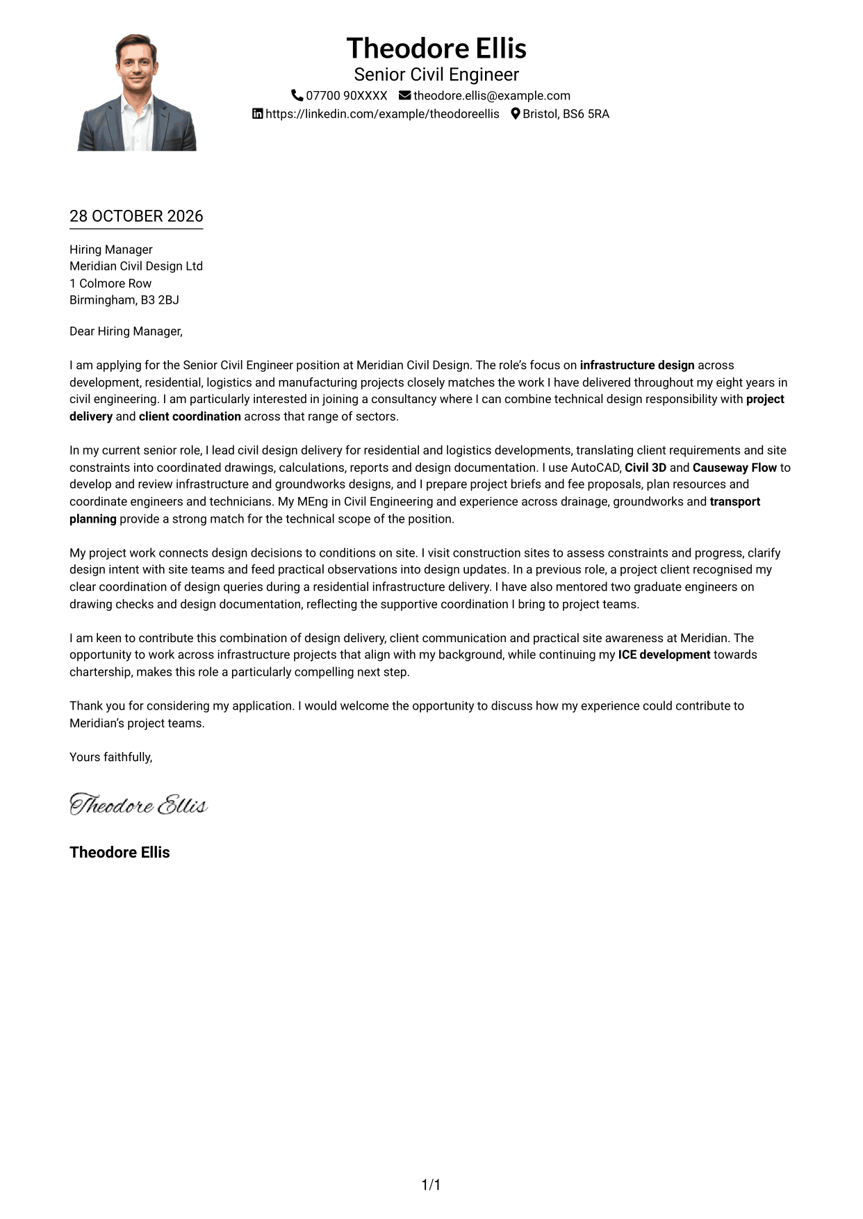 Cover letter example — page 1