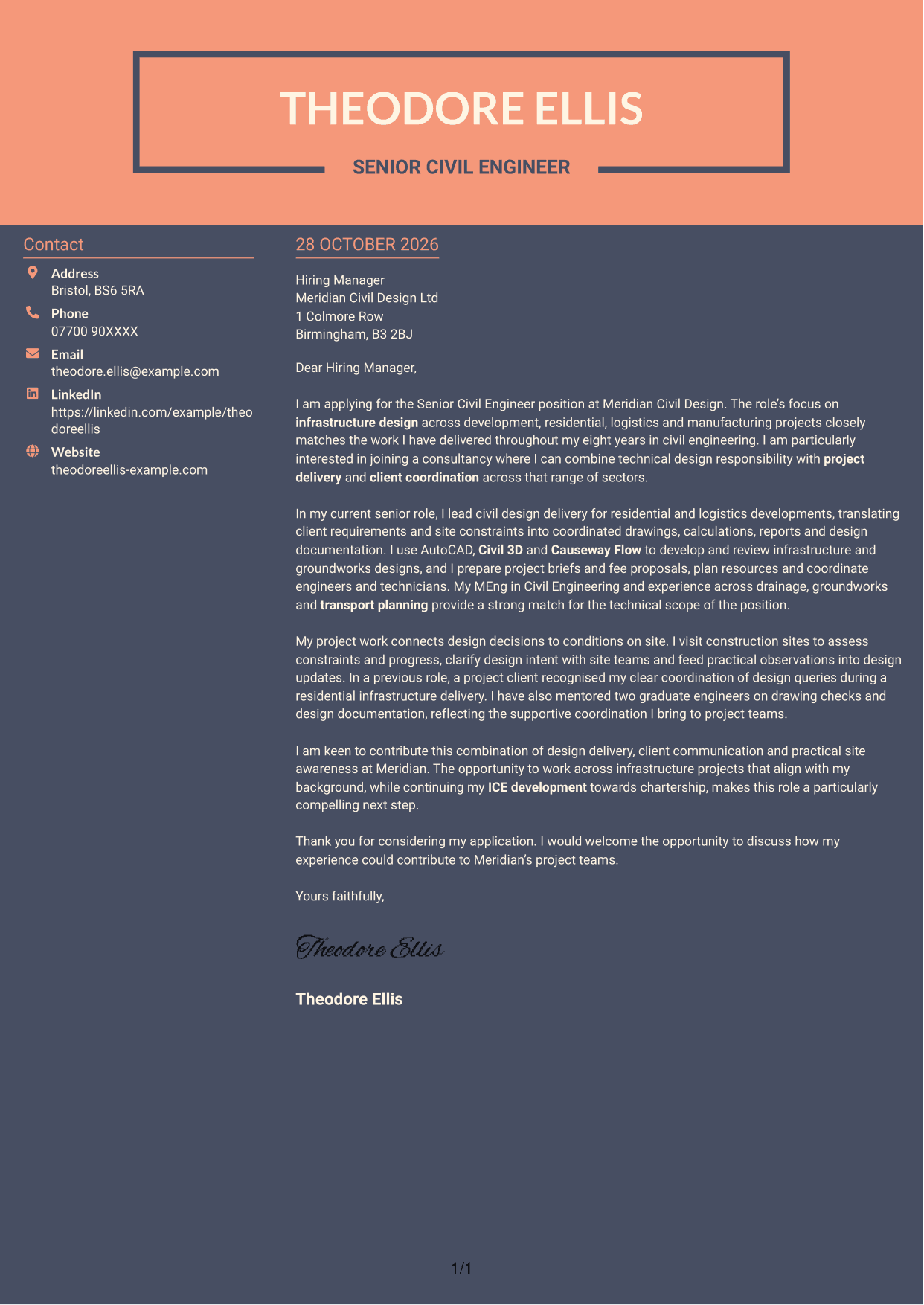 Cover letter example — page 1