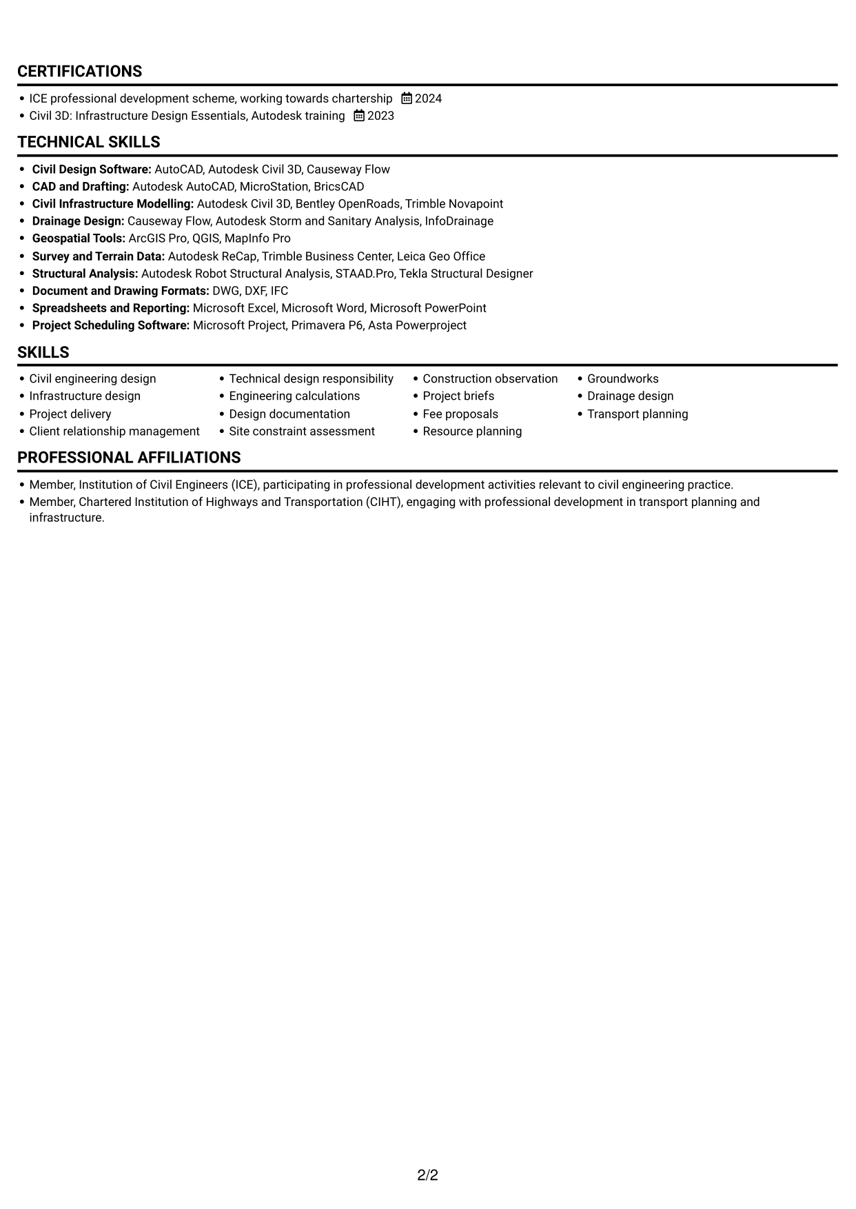 CV example — page 2