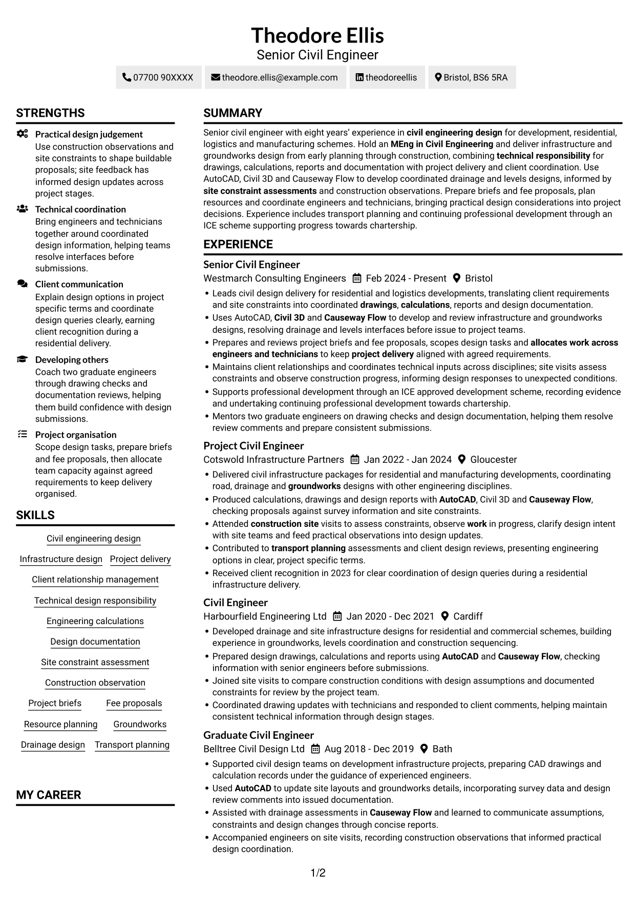 CV example — page 1