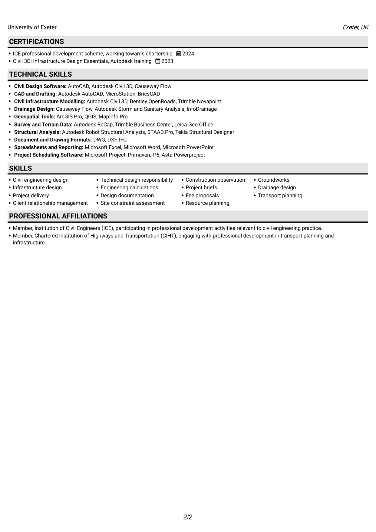 CV example — page 2