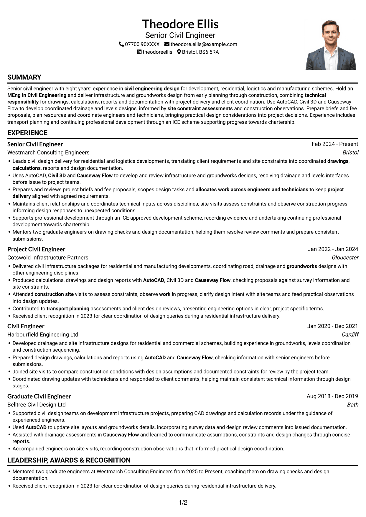 CV example — page 1