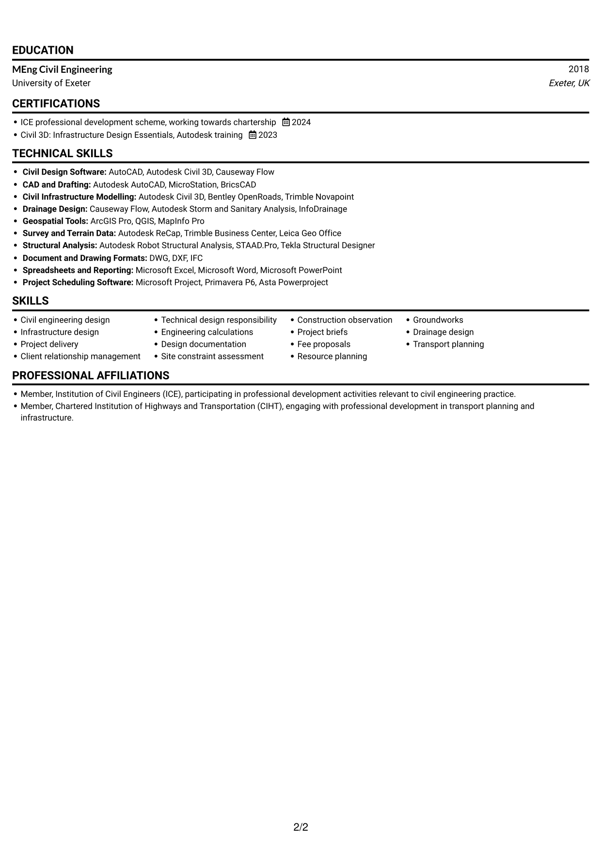 CV example — page 2