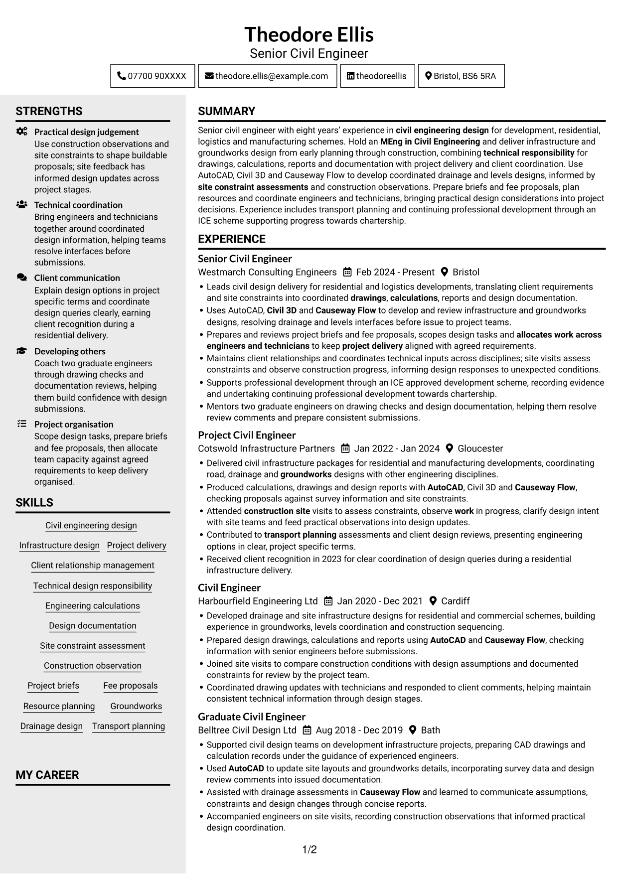 CV example — page 1