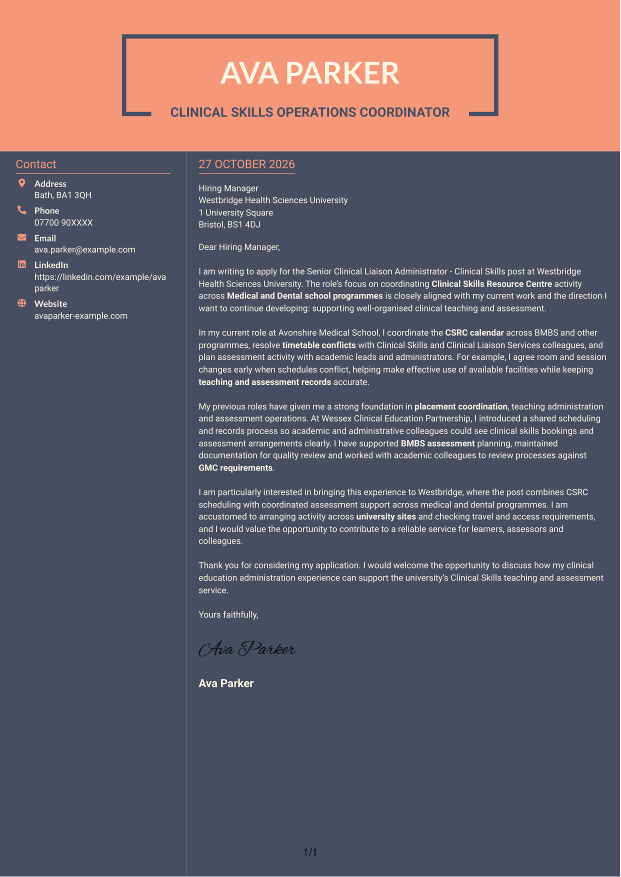 Cover letter example — page 1