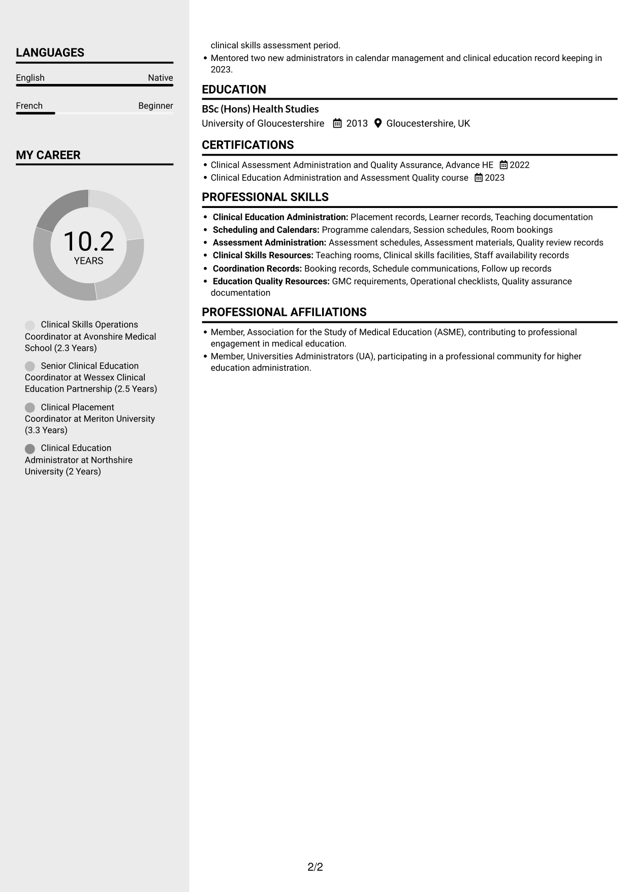 CV example — page 2