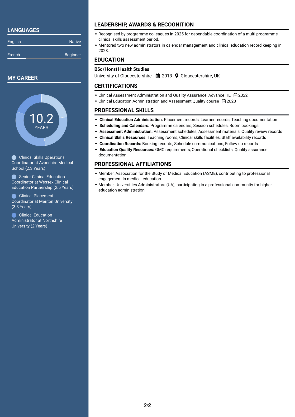 CV example — page 2