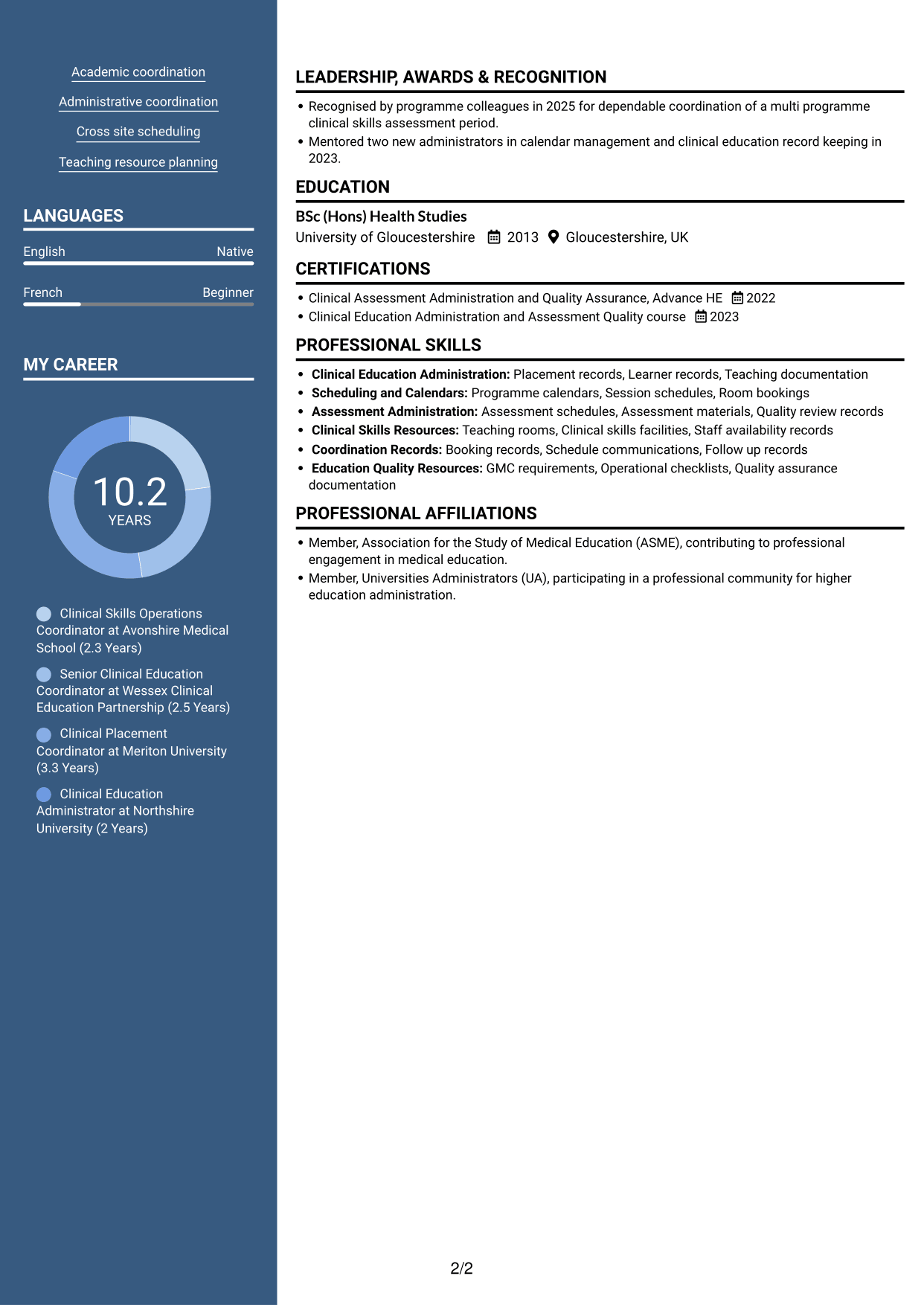 CV example — page 2