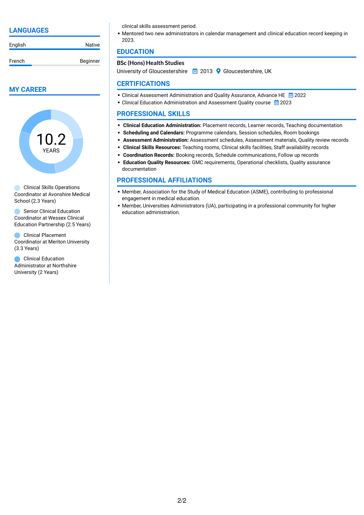 CV example — page 2