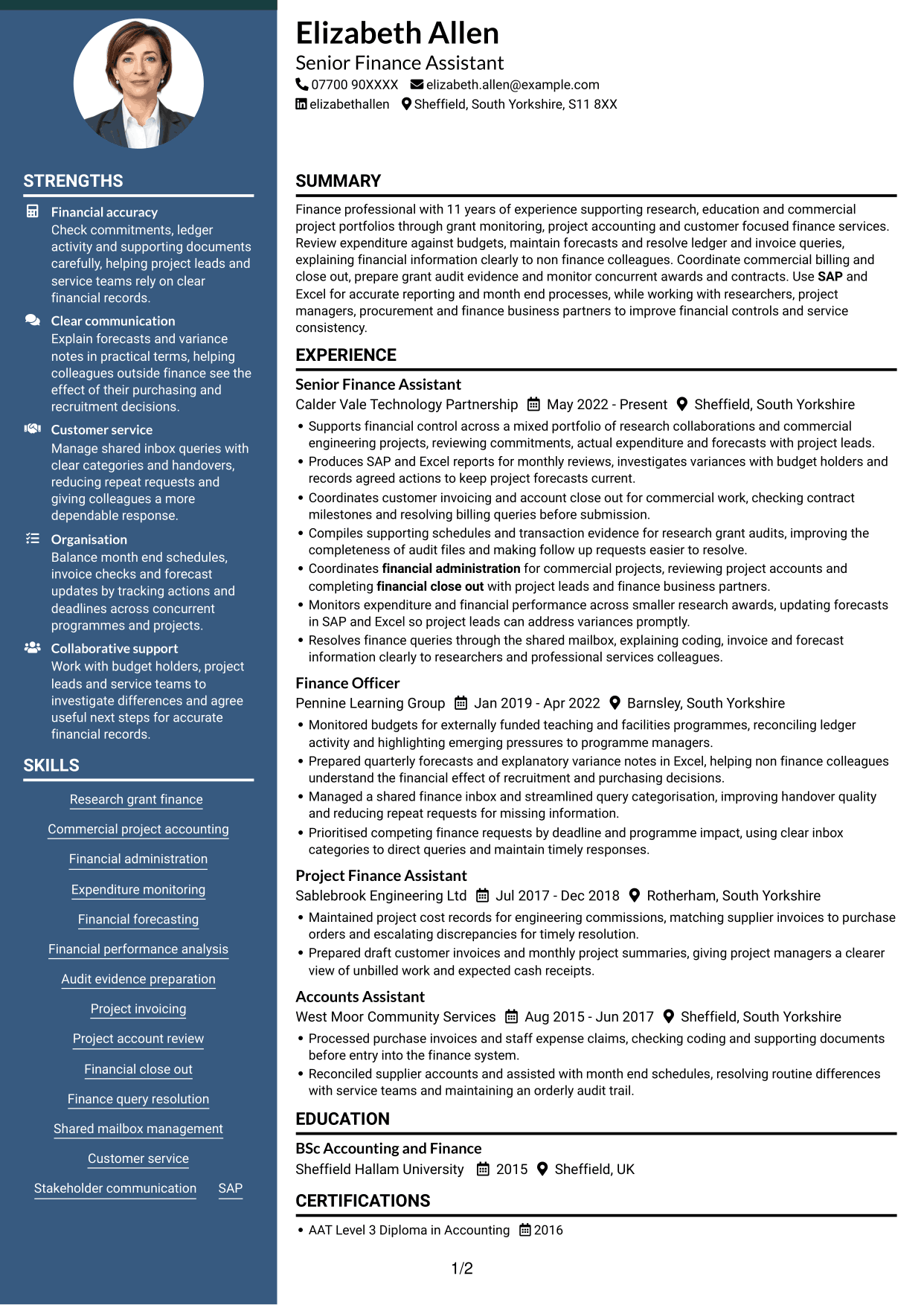 CV example — page 1