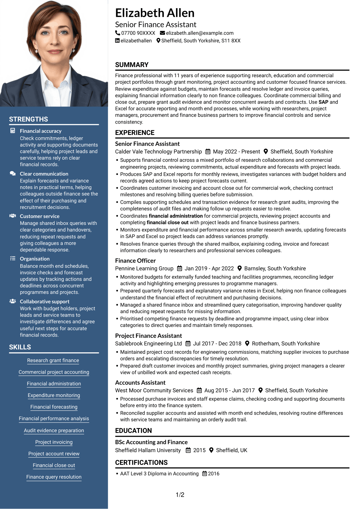 CV example — page 1