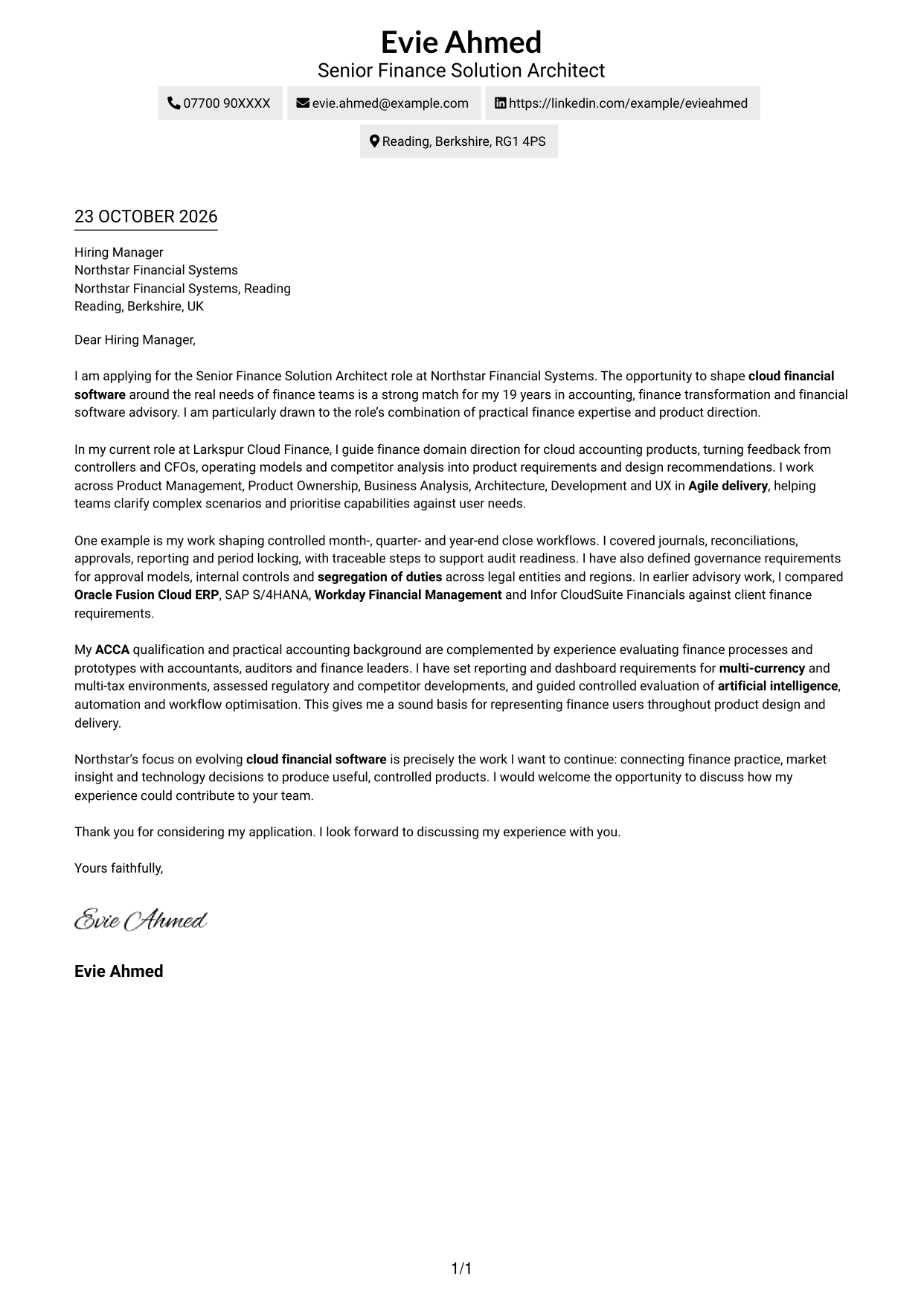 Cover letter example — page 1