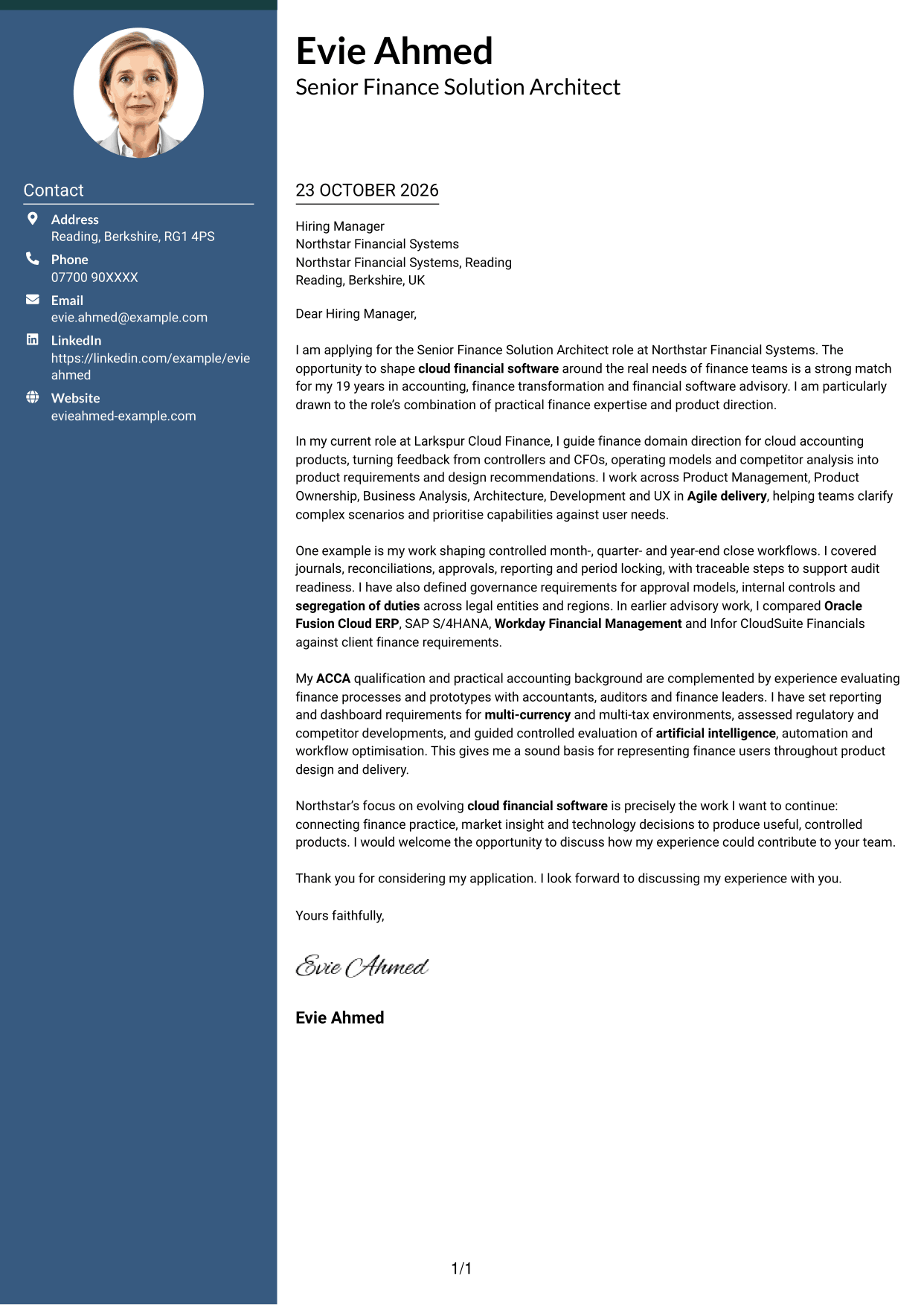 Cover letter example — page 1