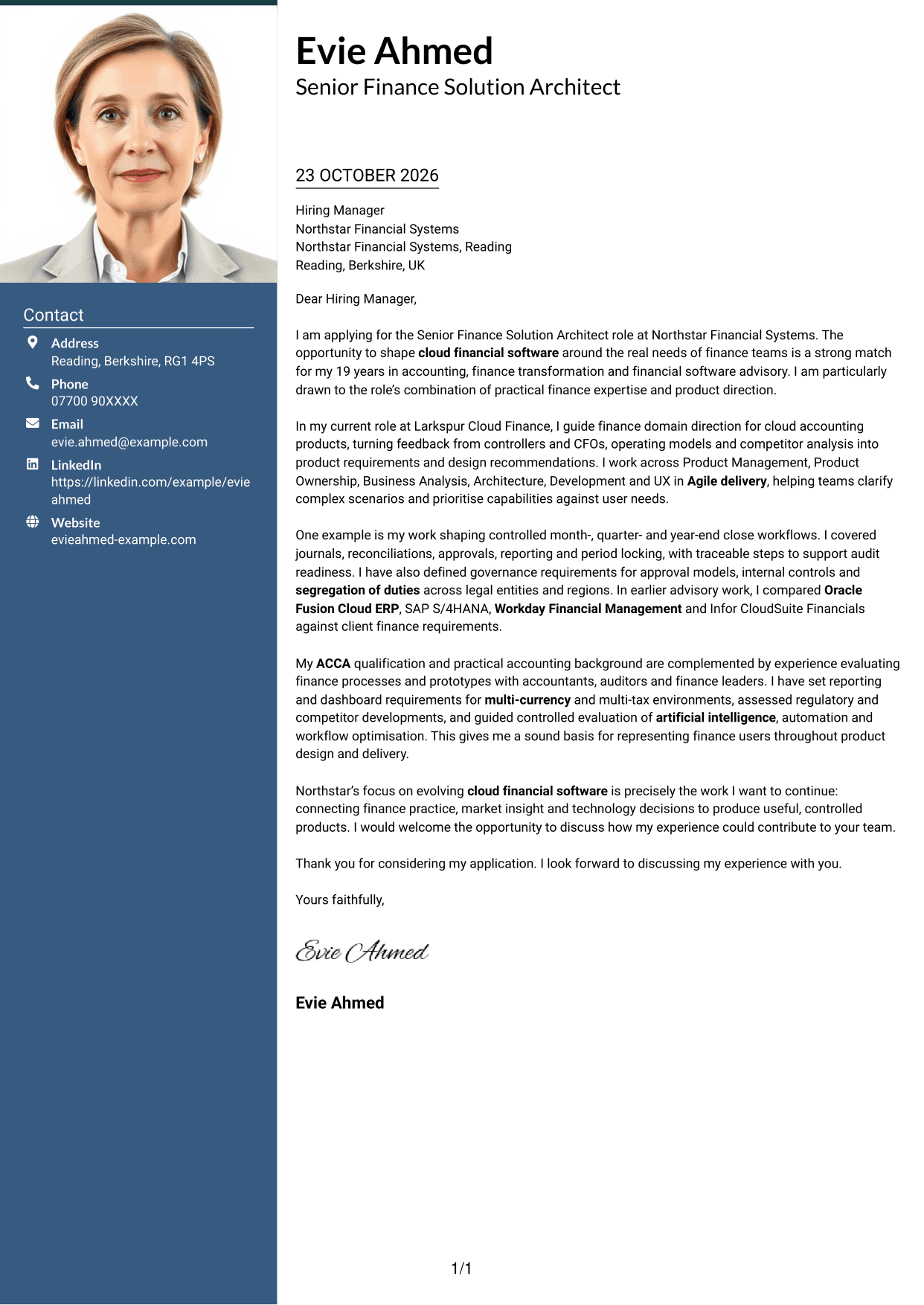 Cover letter example — page 1