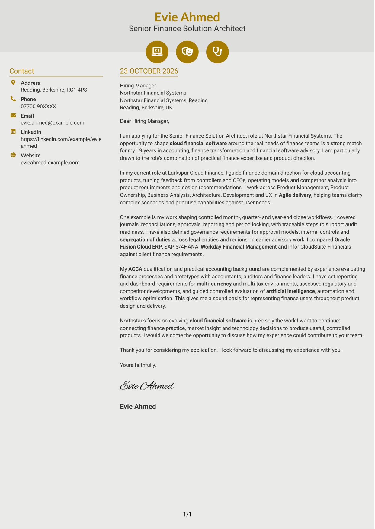 Cover letter example — page 1
