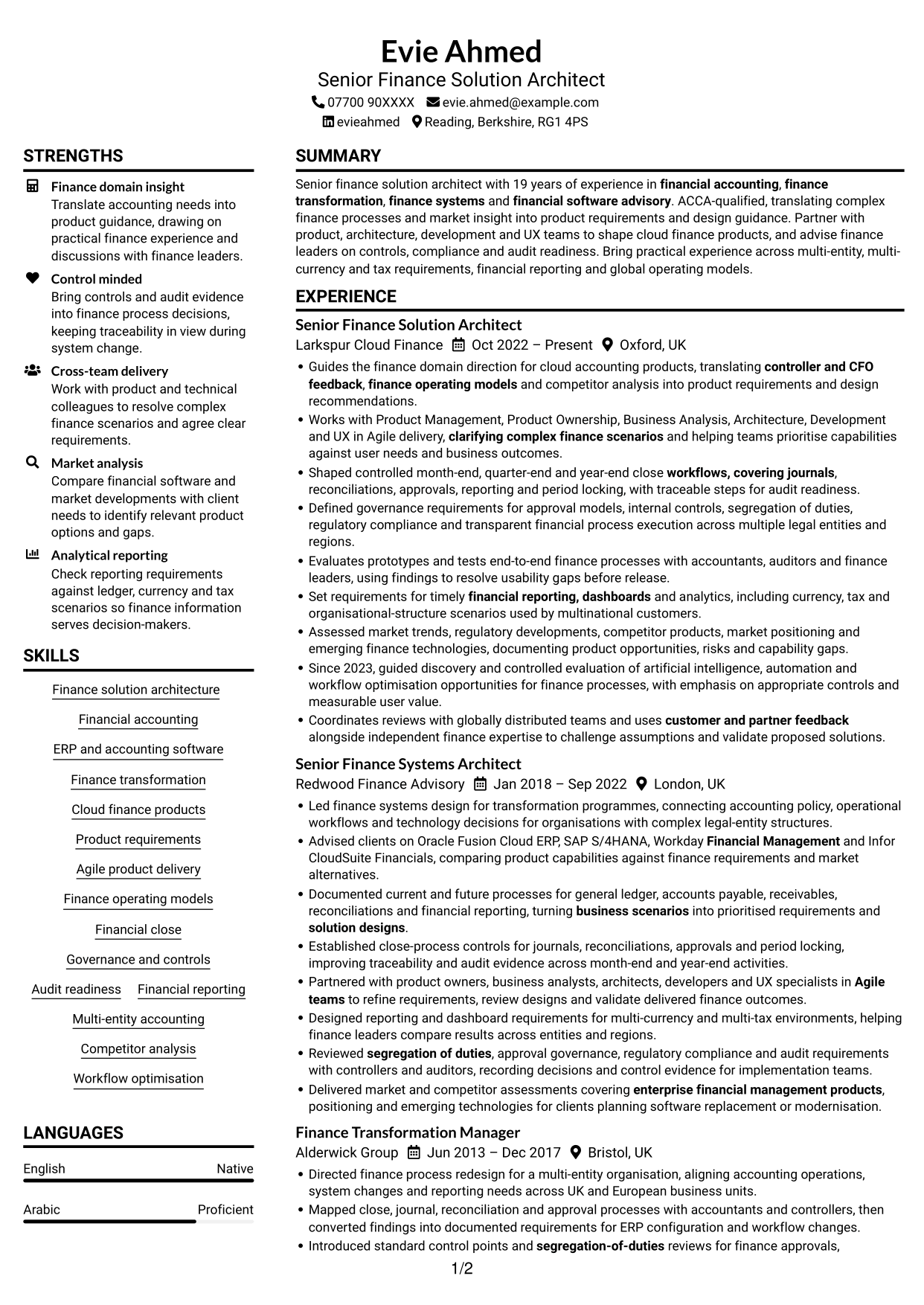 CV example — page 1