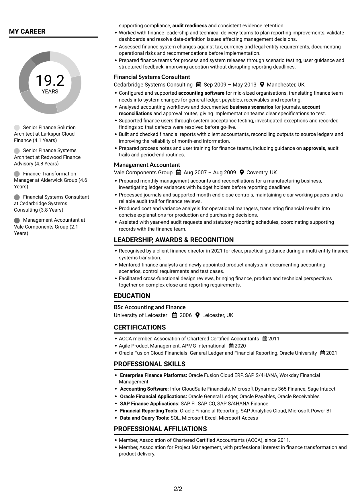 CV example — page 2