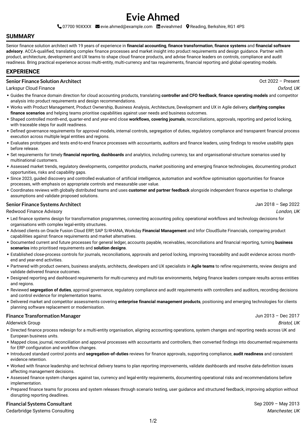 CV example — page 1