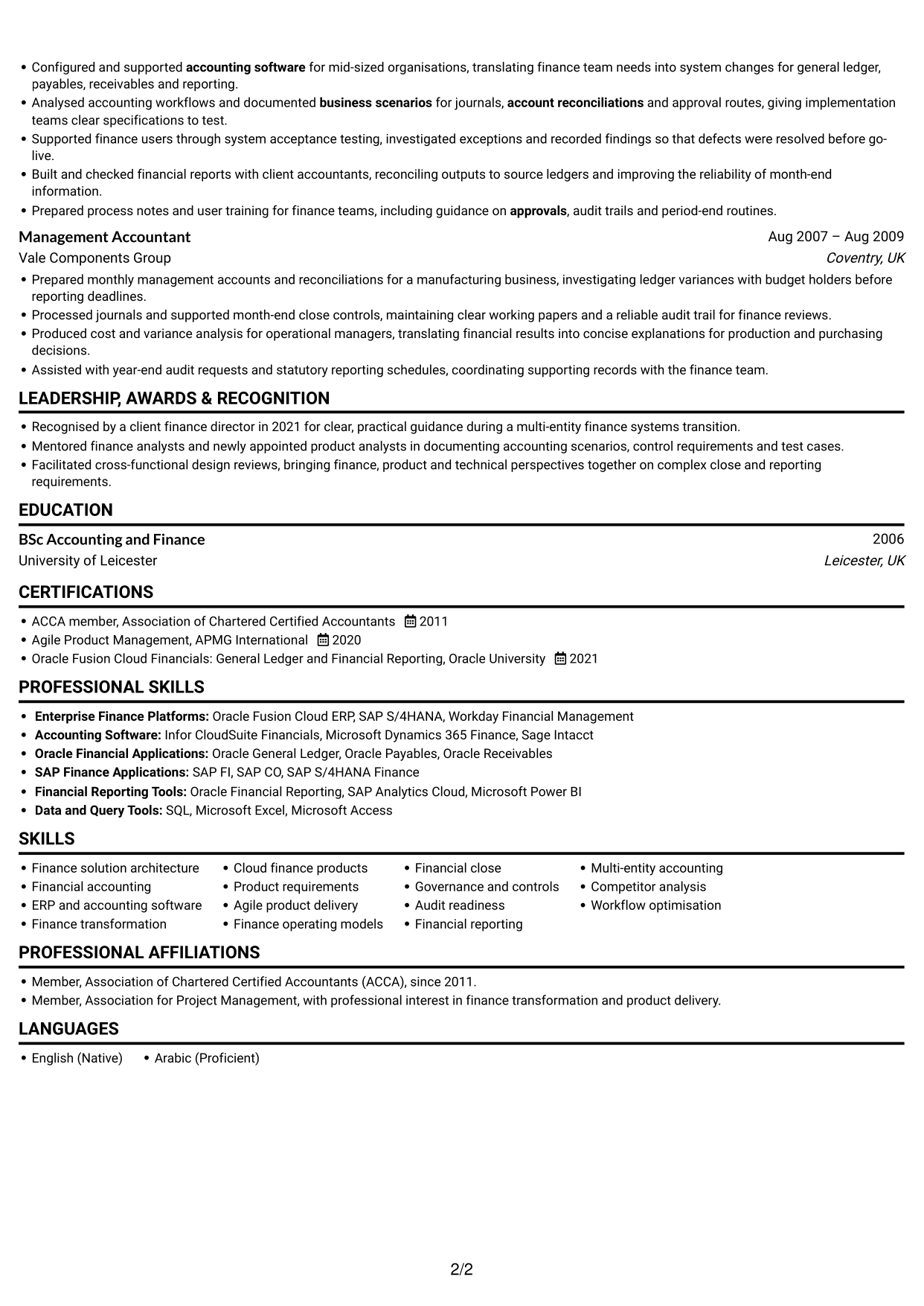 CV example — page 2