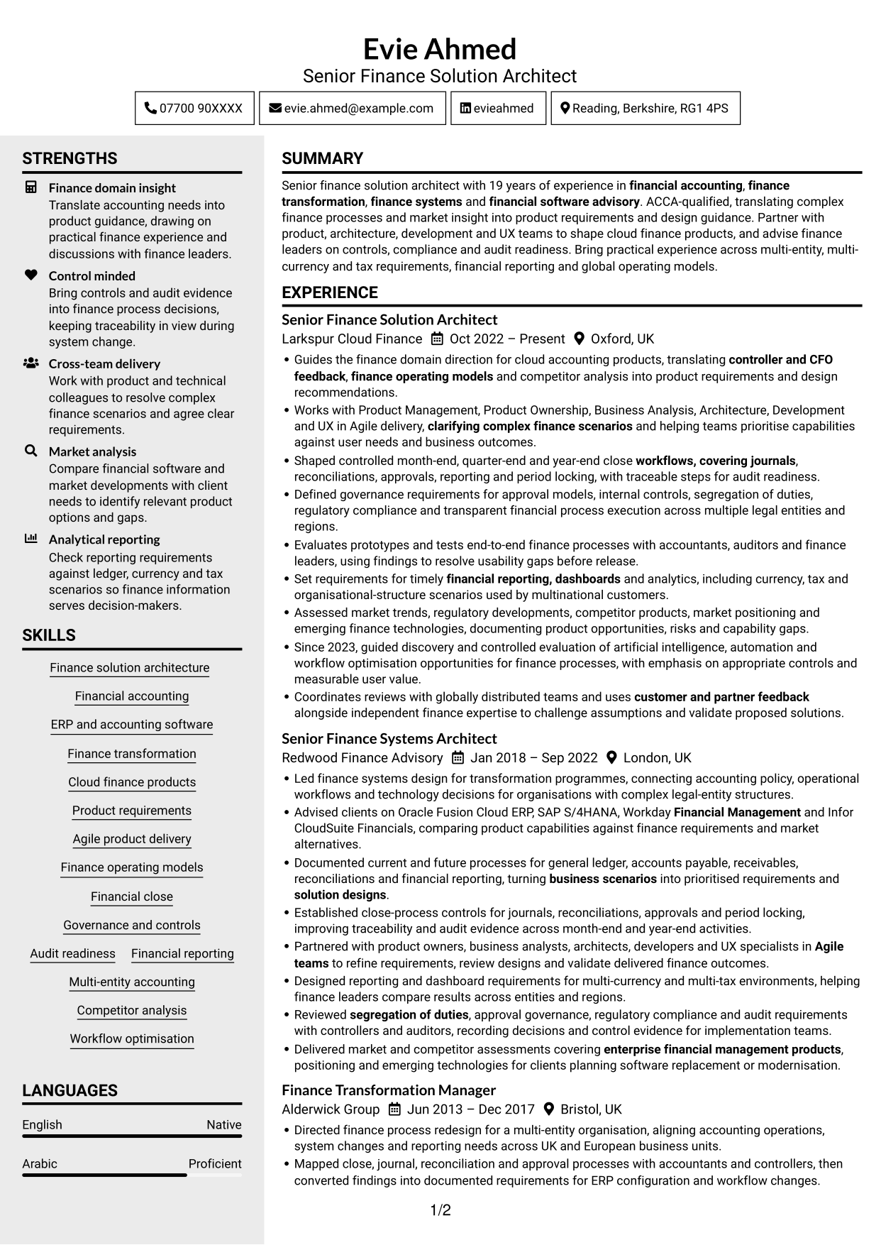 CV example — page 1