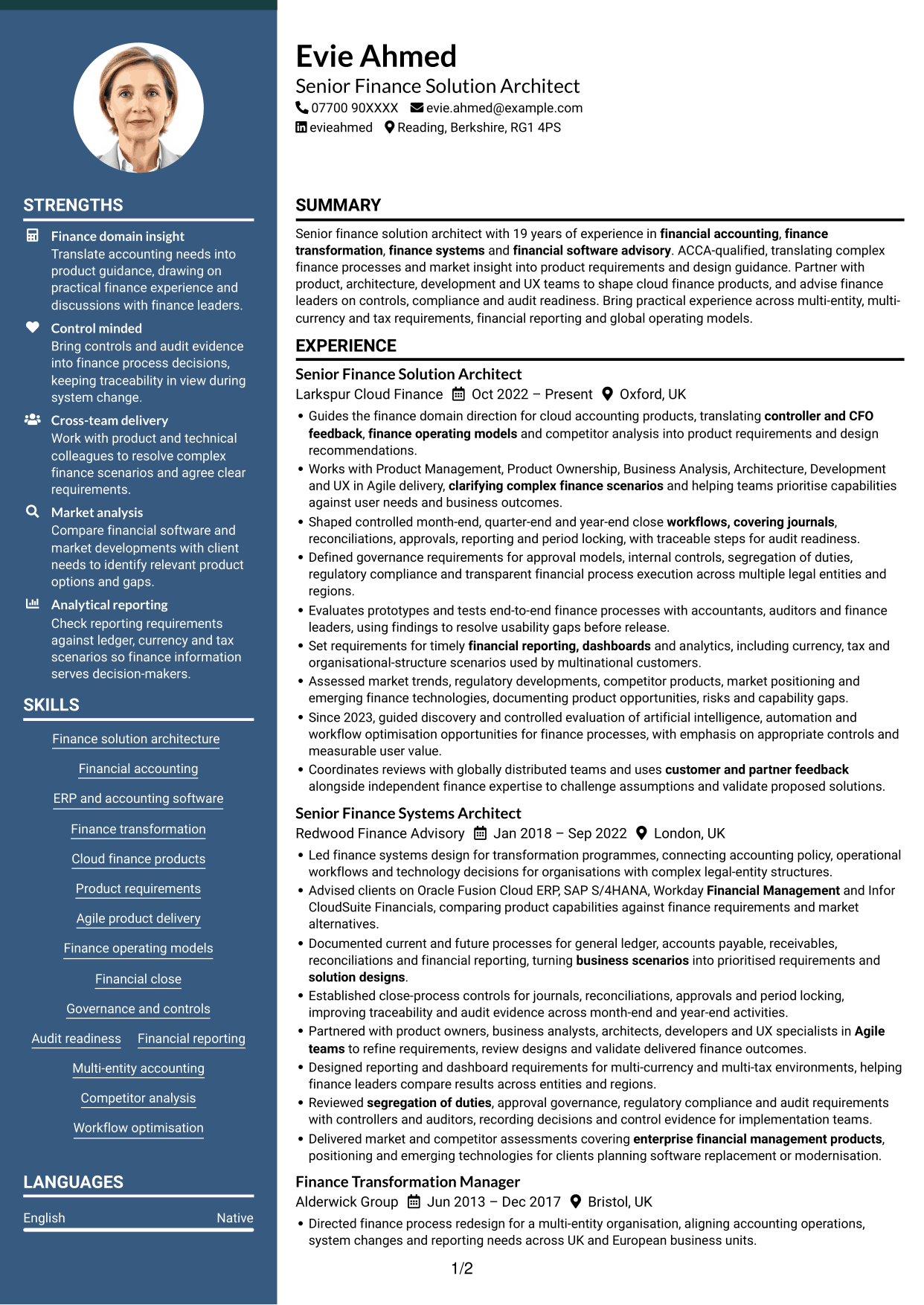 CV example — page 1