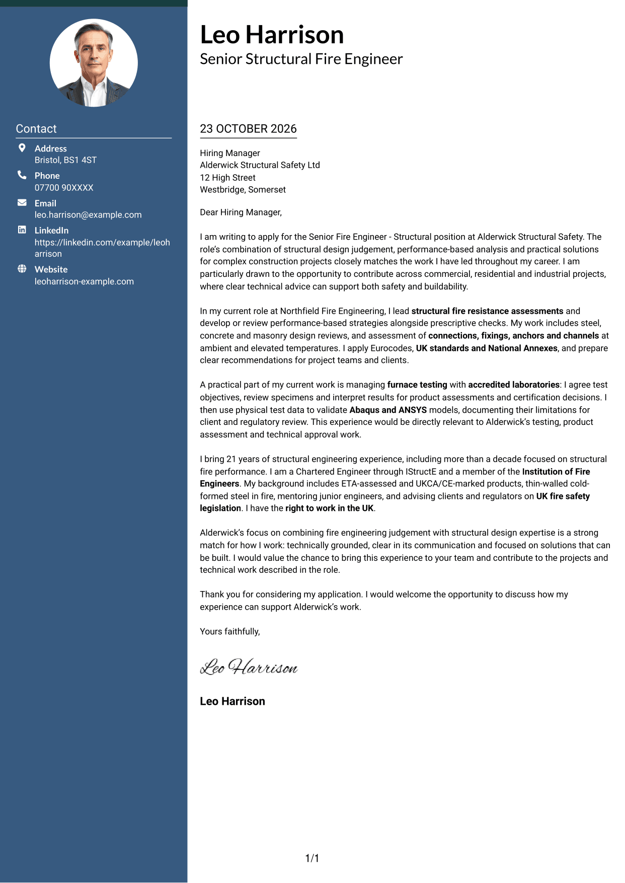 Cover letter example — page 1