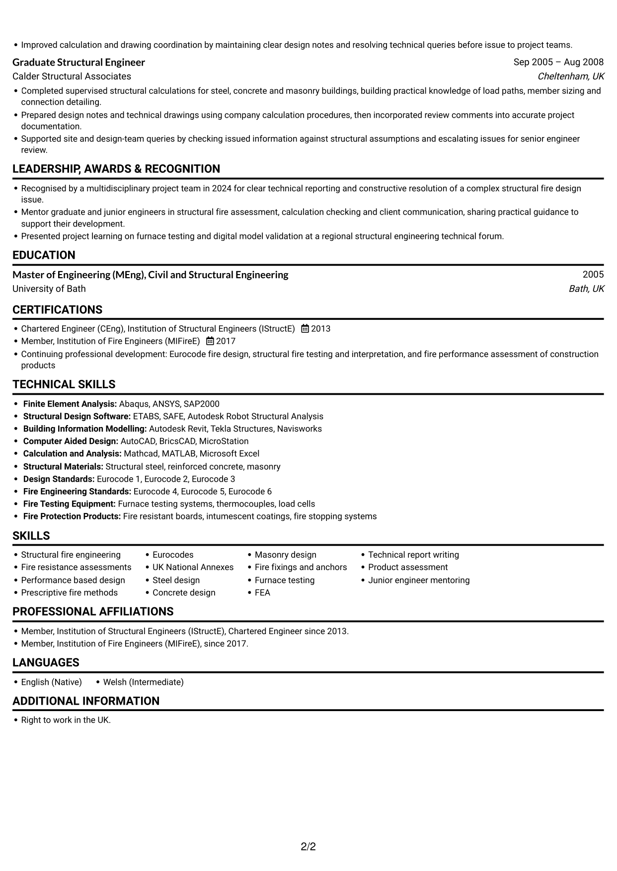 CV example — page 2