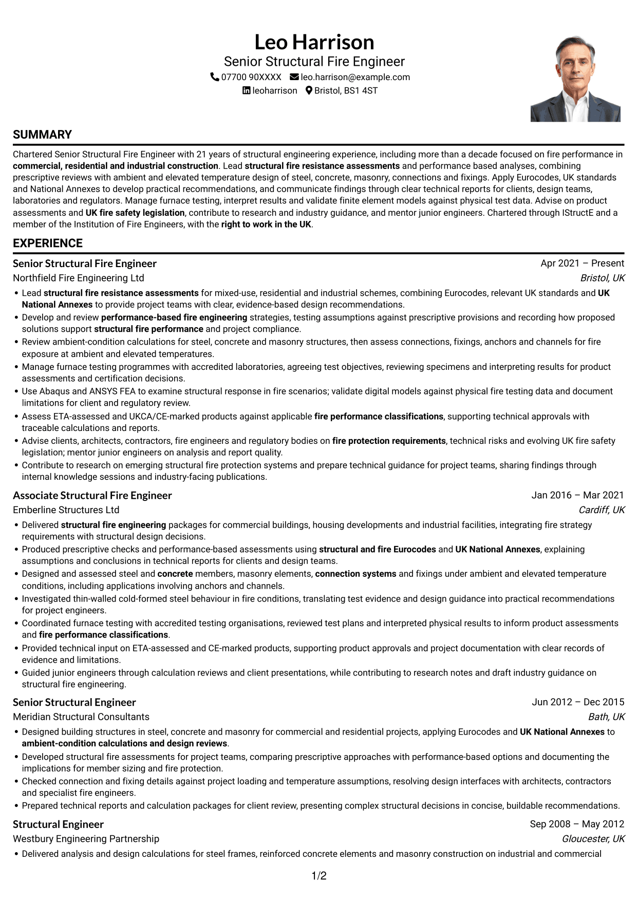 CV example — page 1