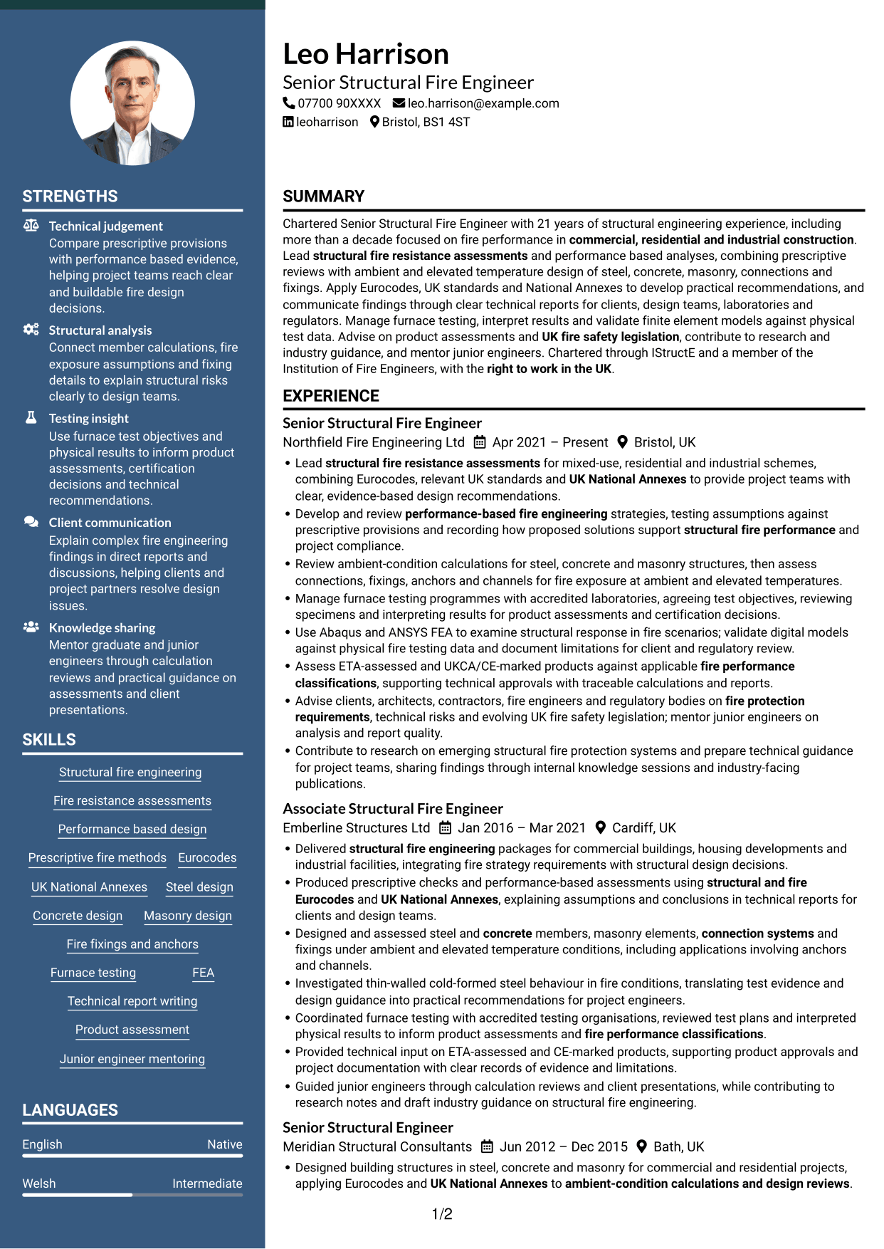 CV example — page 1