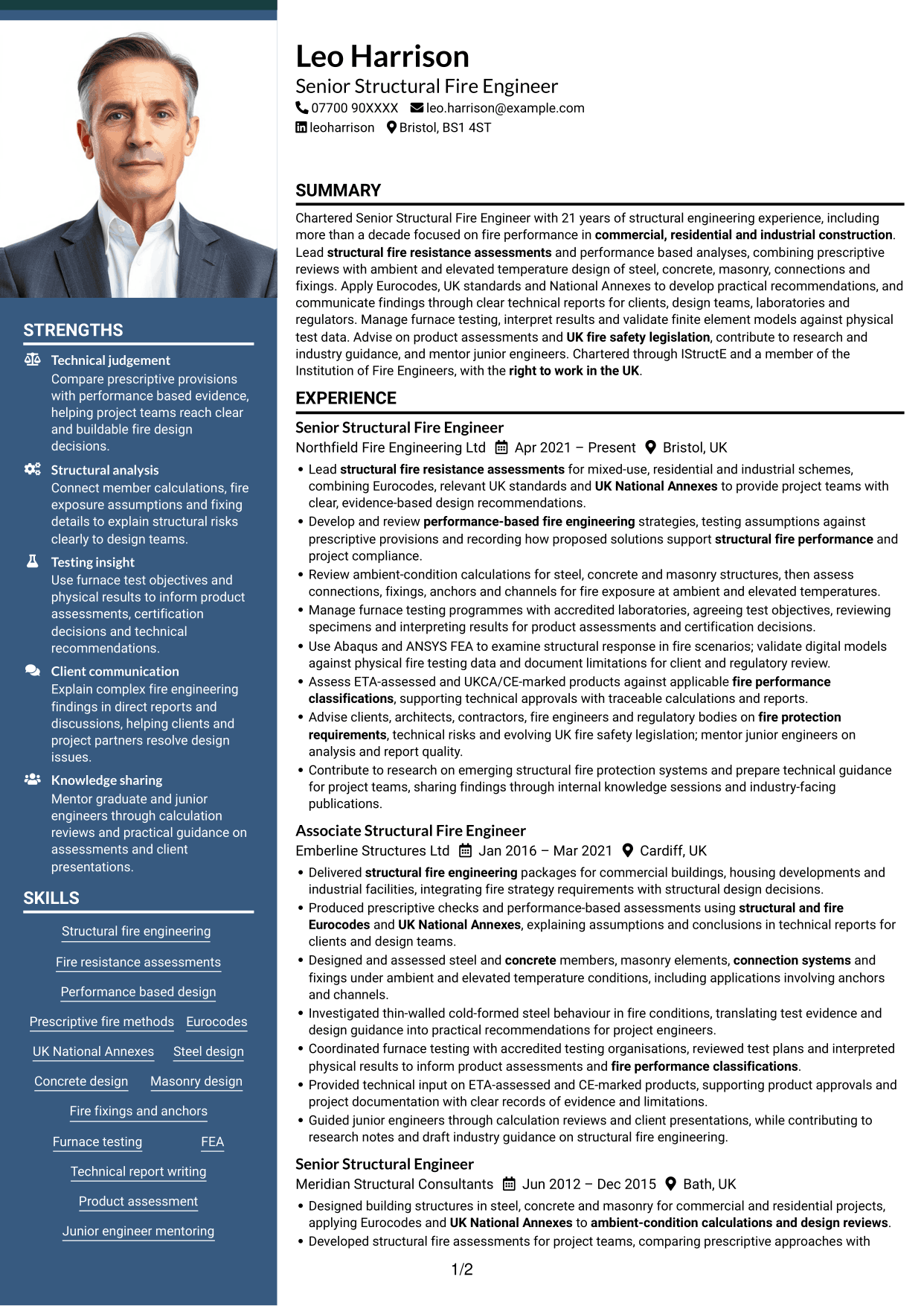 CV example — page 1