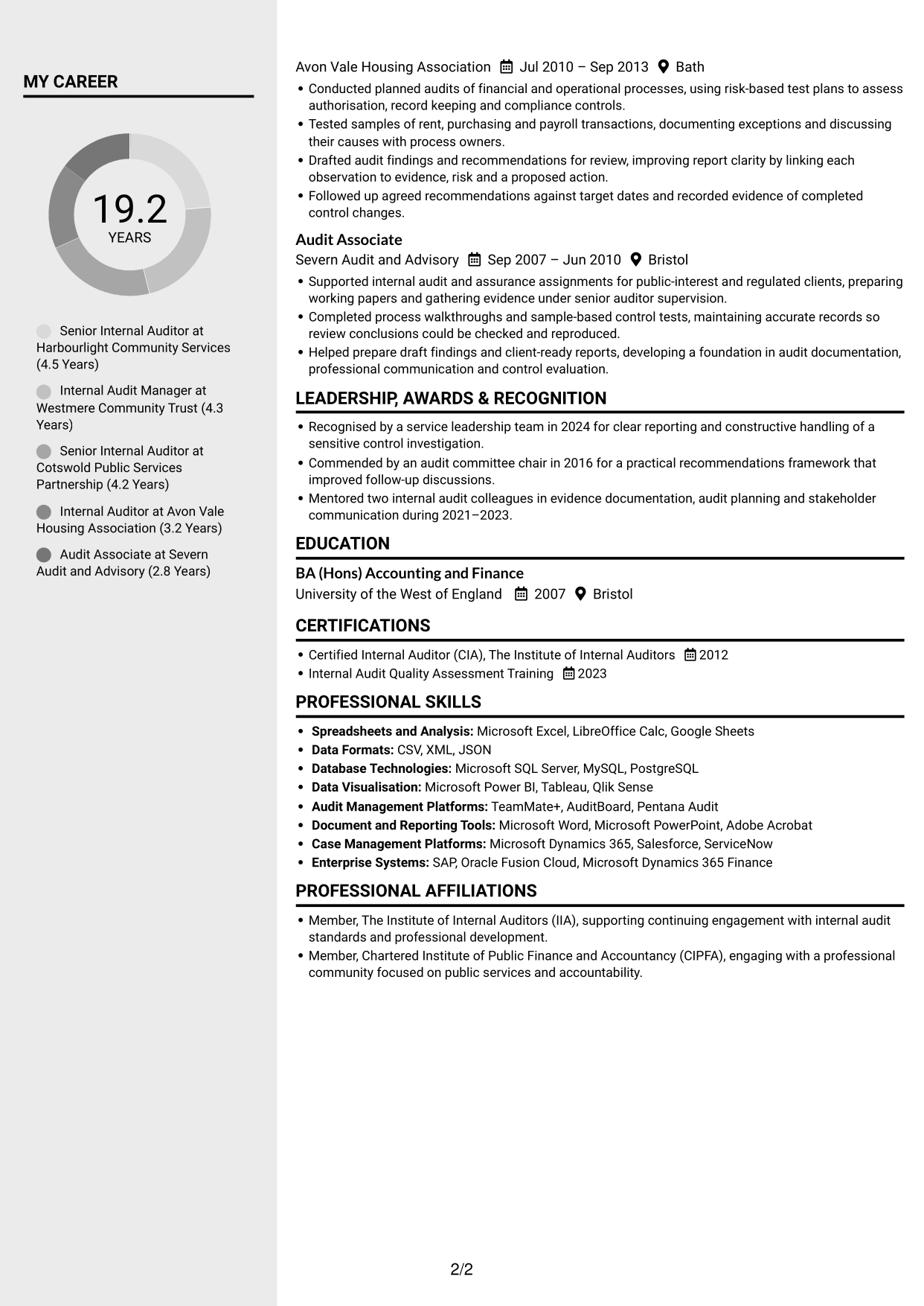 CV example — page 2