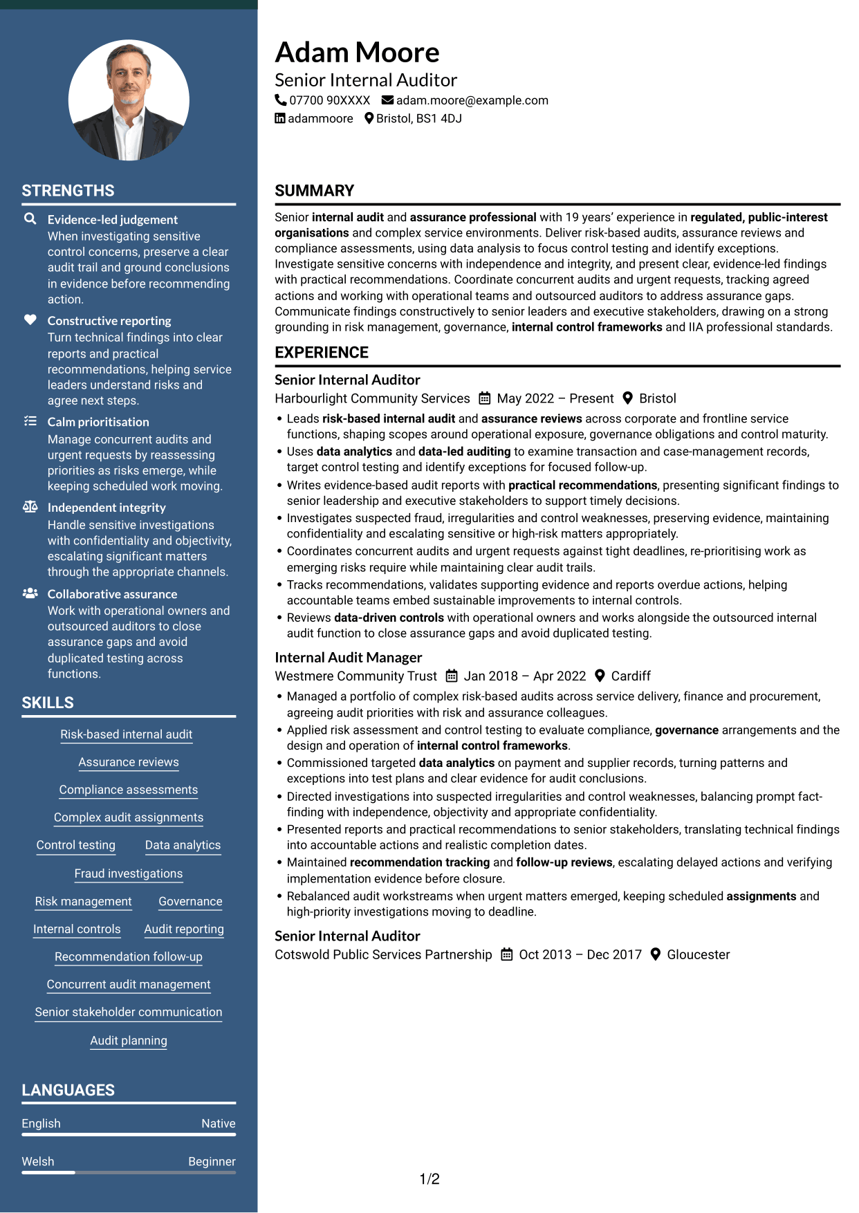 CV example — page 1