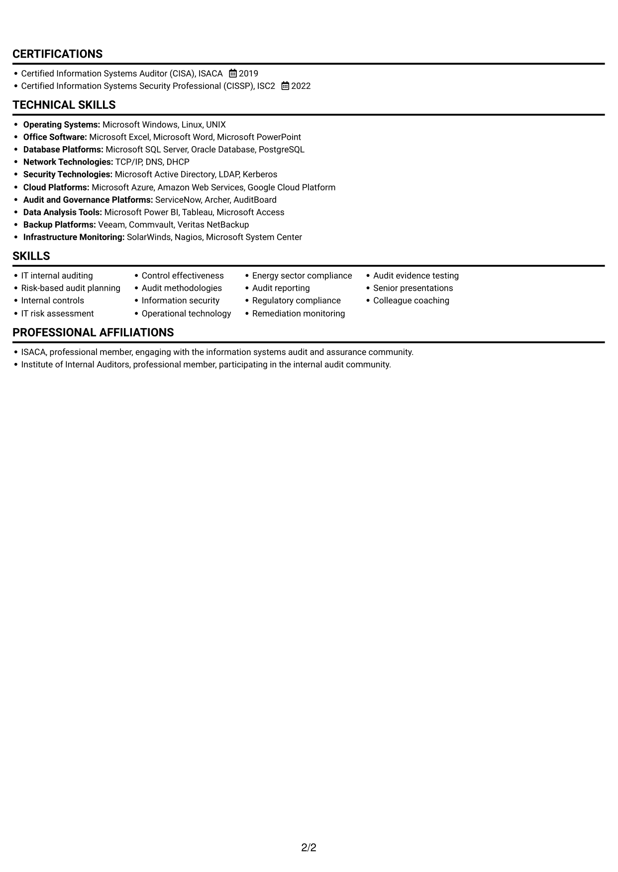 CV example — page 2