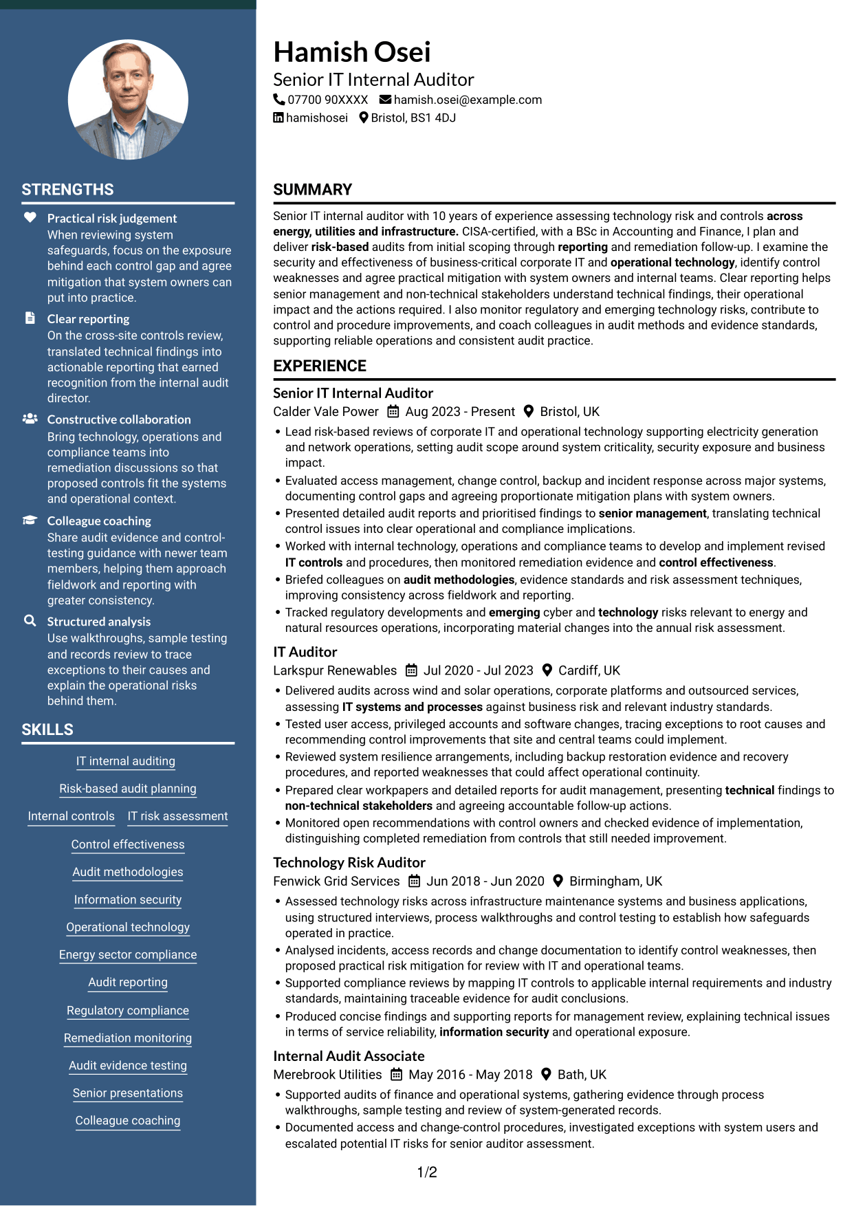 CV example — page 1