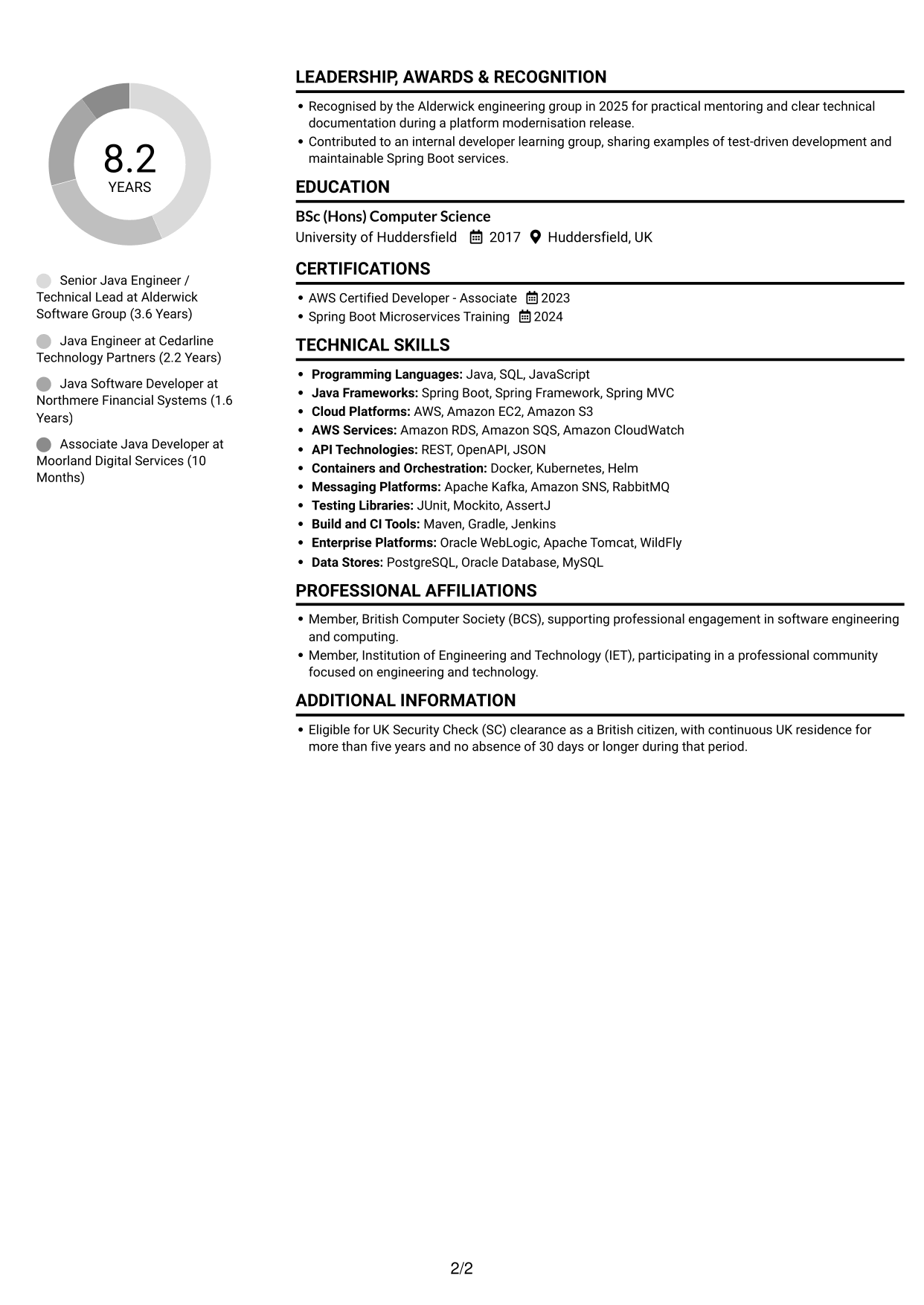 CV example — page 2