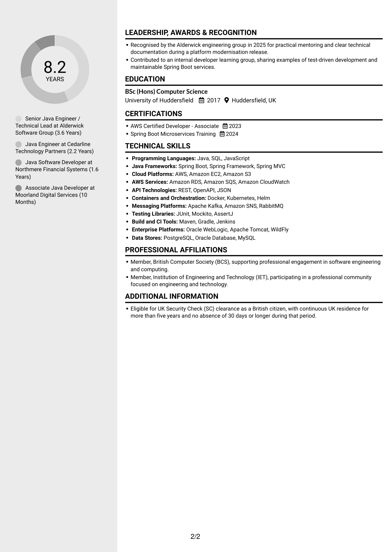 CV example — page 2