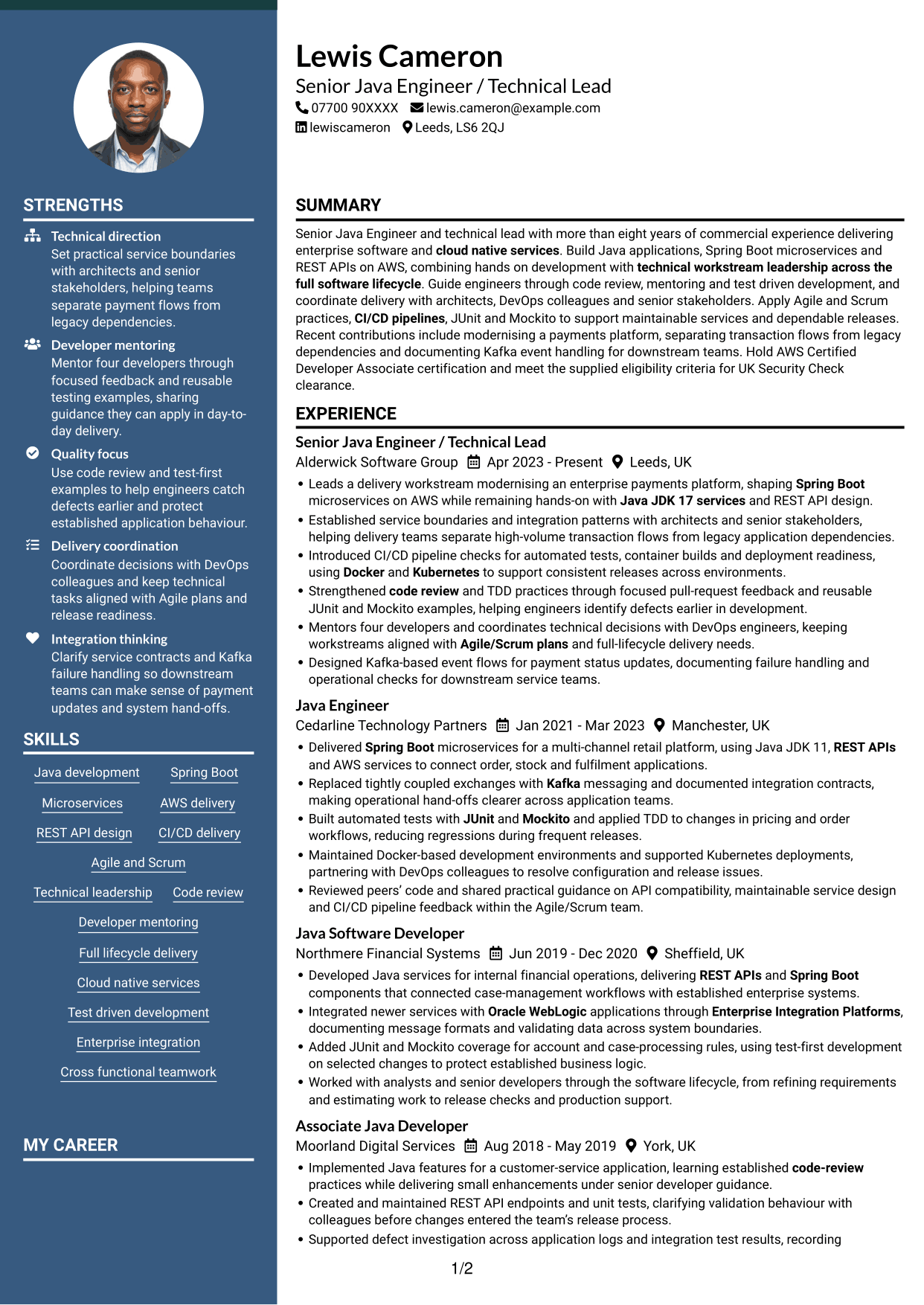 CV example — page 1