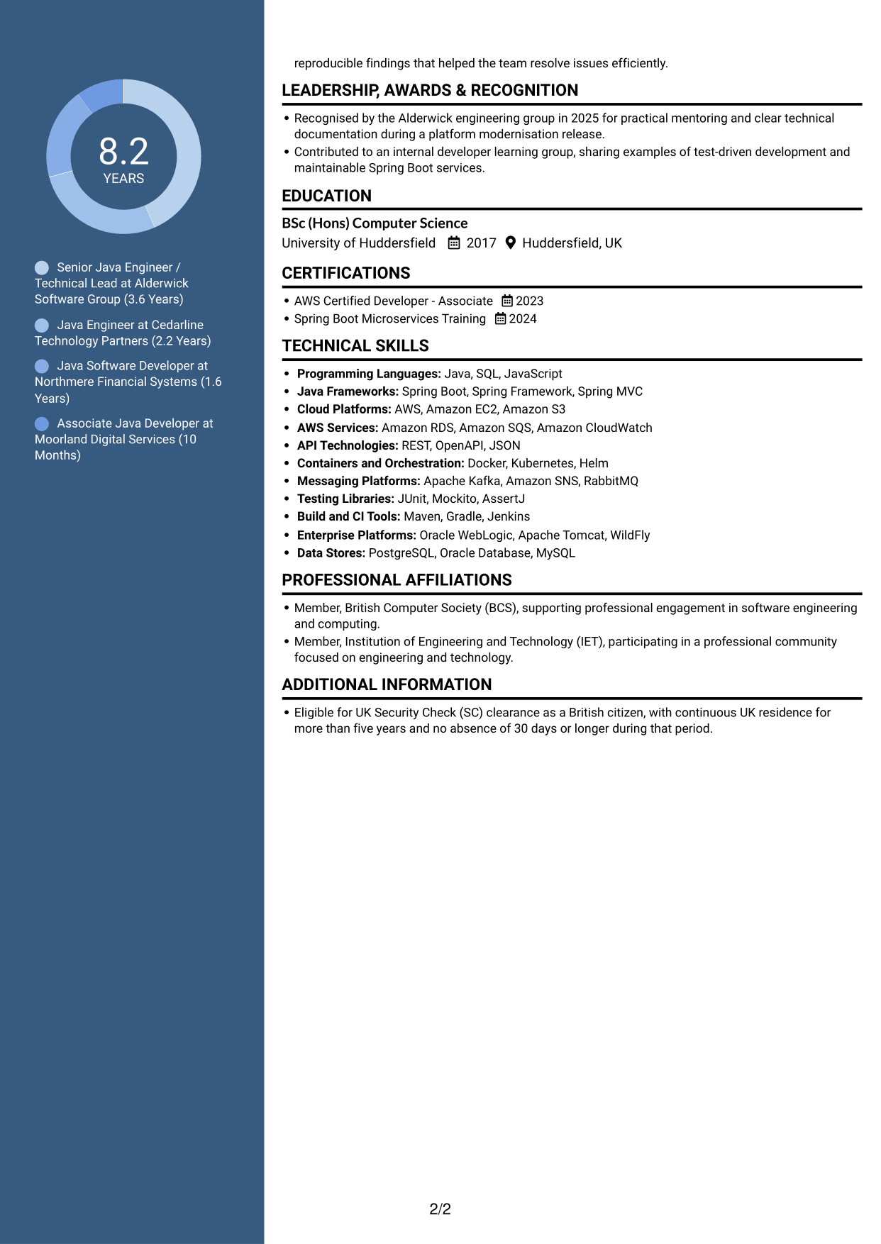 CV example — page 2