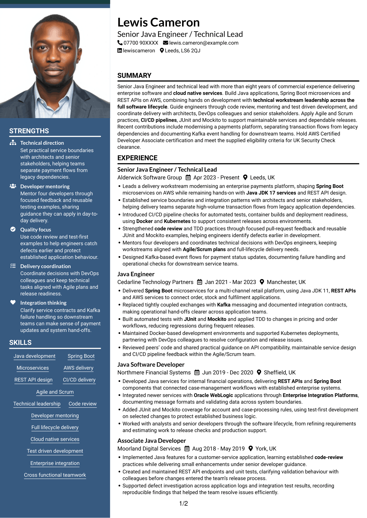 CV example — page 1
