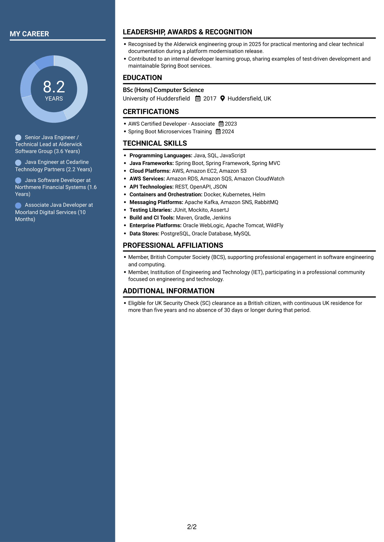CV example — page 2