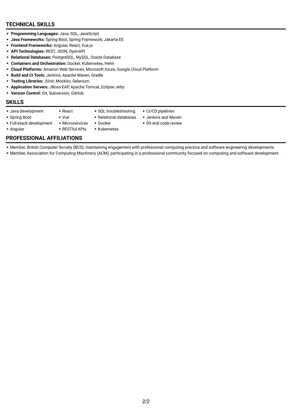 CV example — page 2