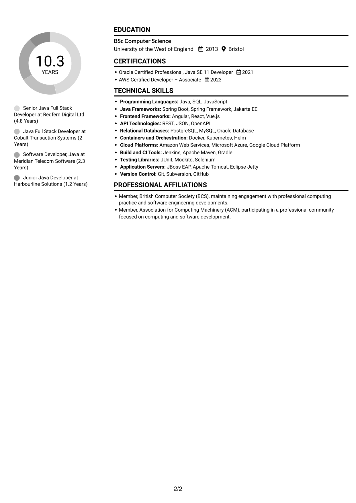 CV example — page 2