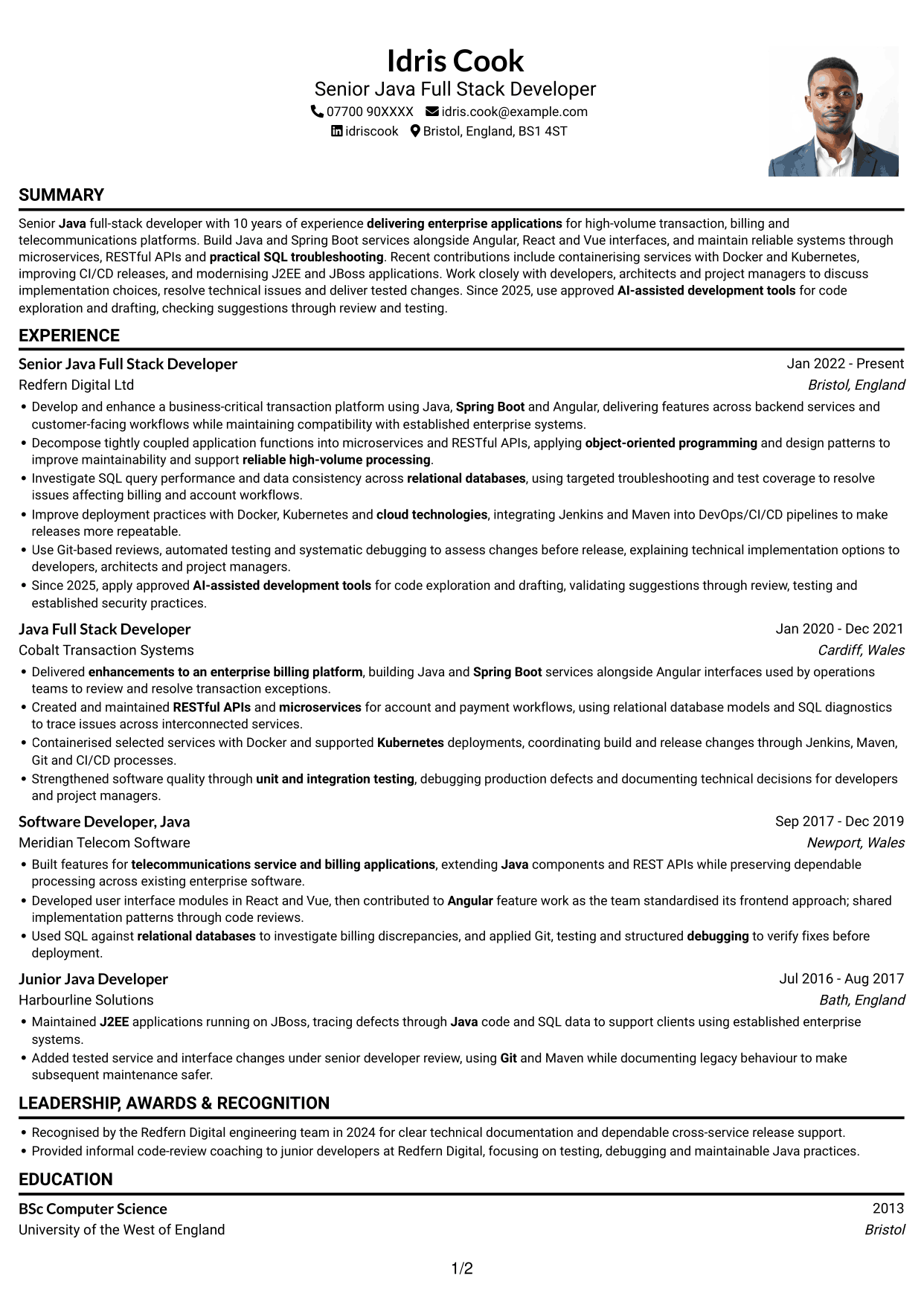 CV example — page 1