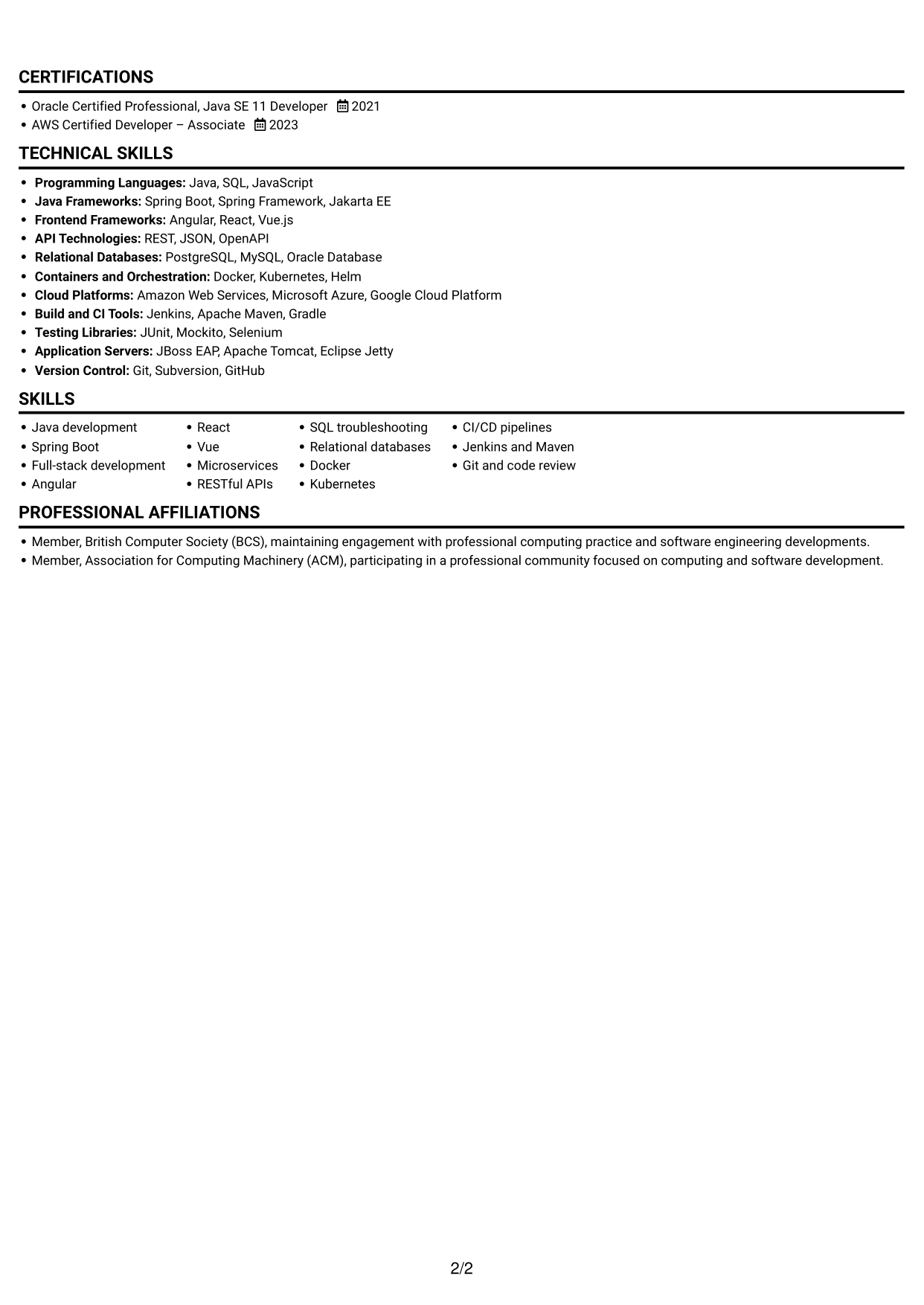 CV example — page 2