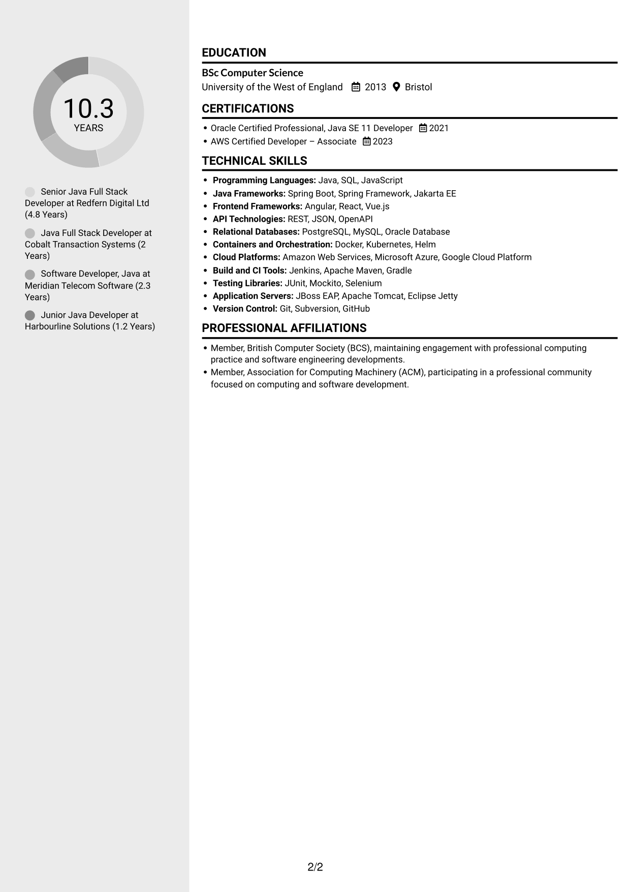 CV example — page 2